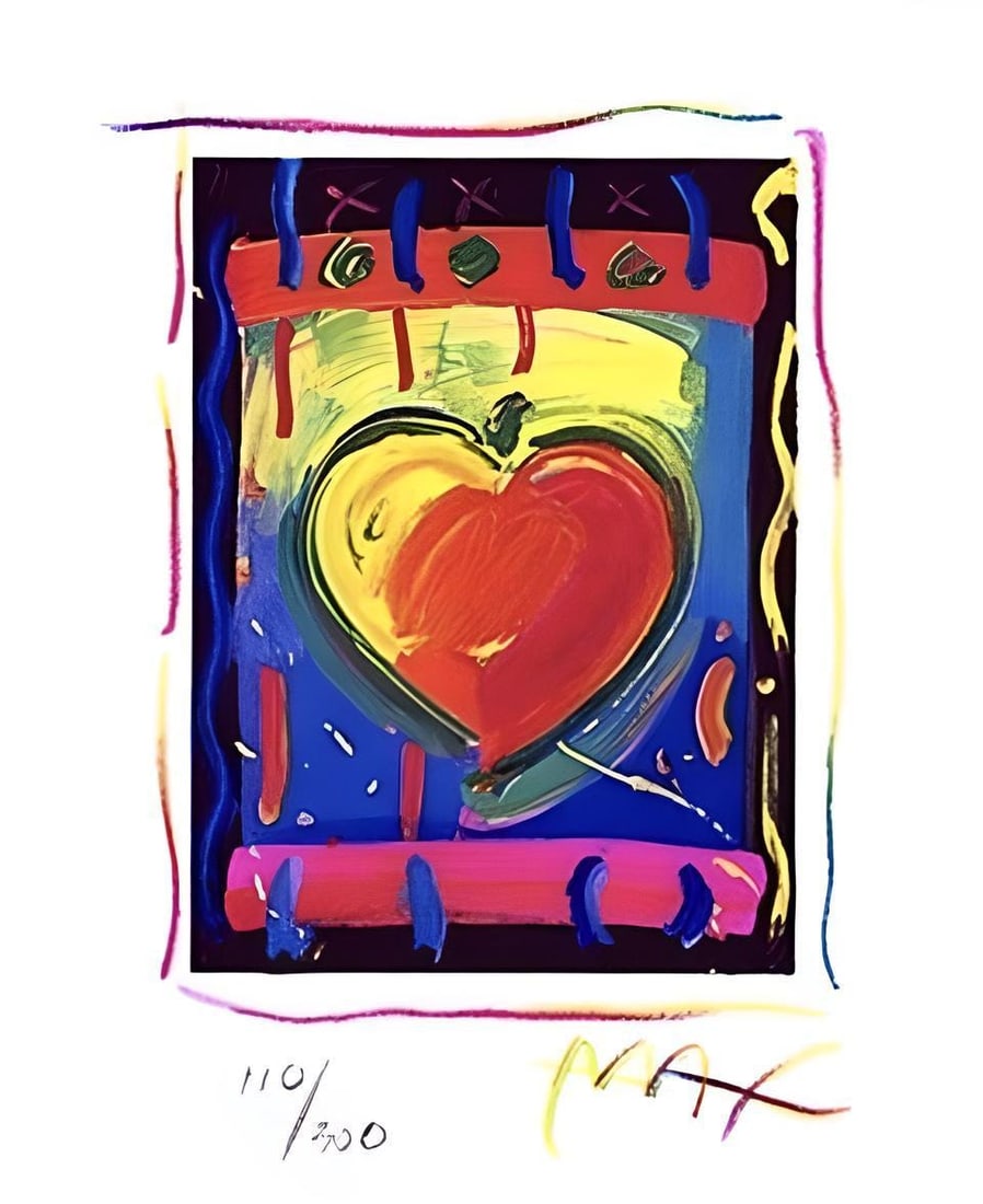 Peter Max, Heart Series V, Hand Signed, Official Limited Edition Lithograph (1 of 1)