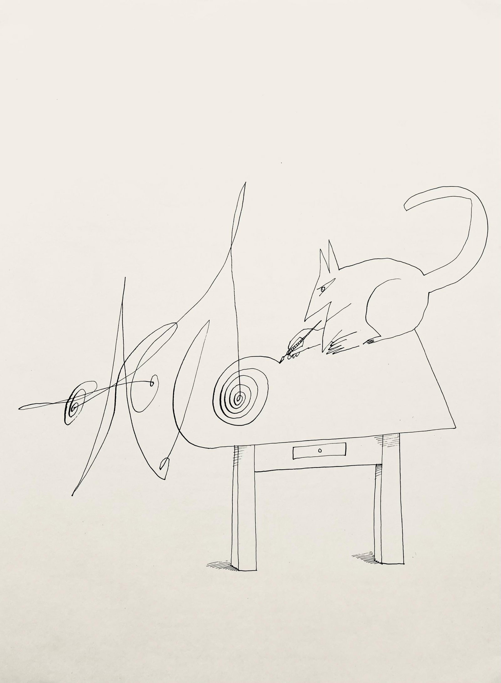 Saul Steinberg, Composition, Derriere le miroir, Limited Edition Lithograph: Lithograph on velin paper. Paper Size: 15 x 11 inches. Excellent condition. Inscription: Unsigned and unnumbered, as issued. Notes: From Derriere le miroir, N deg 157, 1966. Published by Aime Maeght,
