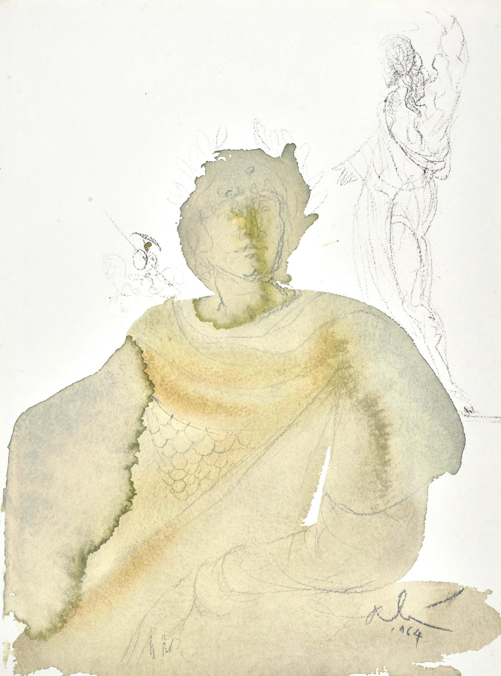 Salvador Dali, Composition (Michler/Lopsinger 1600; Field 69-3), Biblia Sacra, Limited Edition: Lithograph in colors on velin Fabriano charta ex meris pannis "ab alveo" manu fabricata, perlucidis figuris intexta paper. Paper size: 19 x 13.75 inches. Inscription: Signed in the plate and unnumbere