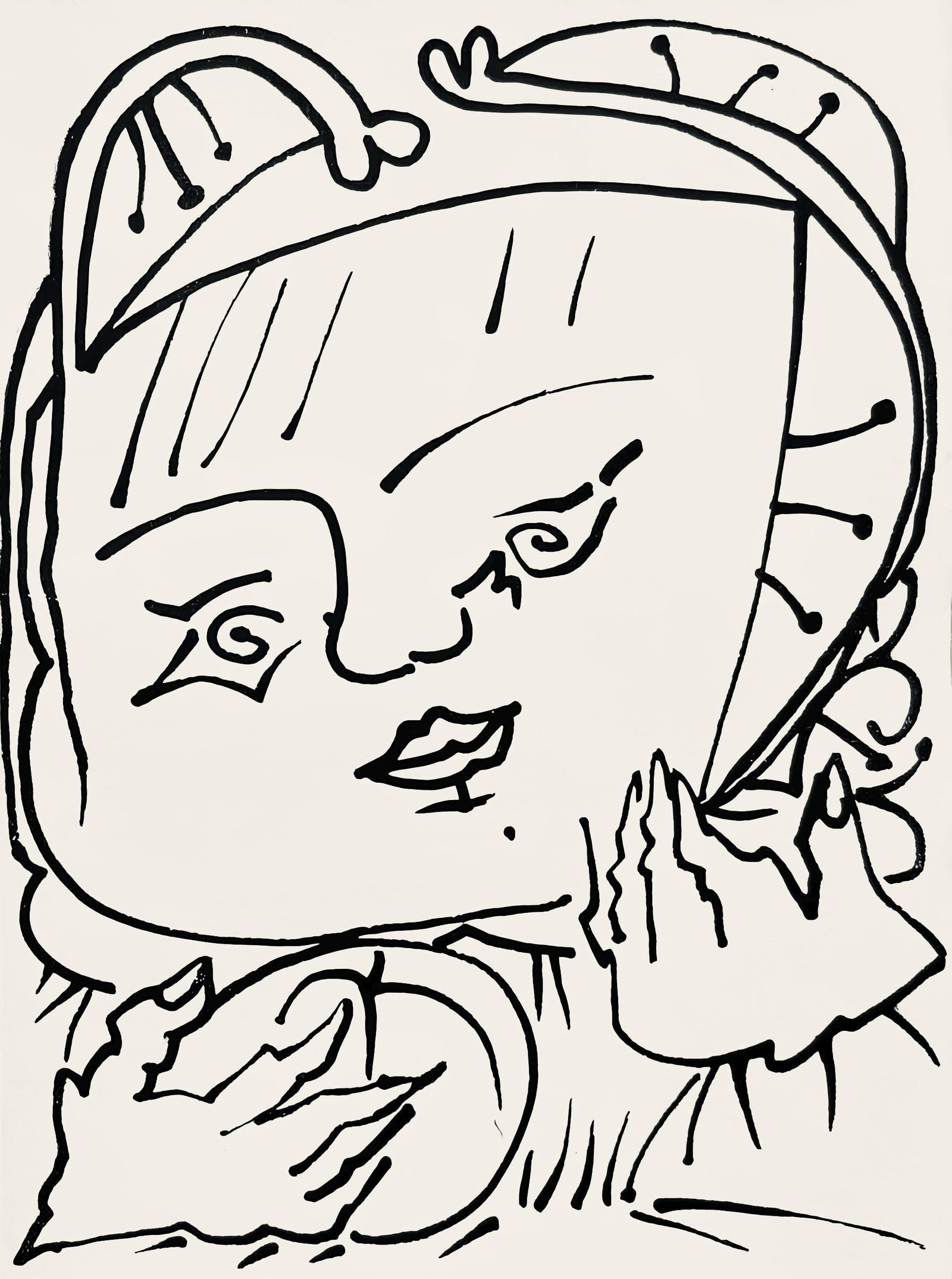 Francoise Gilot, Composition, Pouvoir tout dire, poemes, illustres par Francoise Gilot, Limited: Lithograph on velin d'Arches paper. Paper Size: 7.5 x 5.5 inches. Excellent condition. Inscription: Unsigned and unnumbered, as issued. Notes: From the album, Pouvoir tout dire, poemes, illustres par