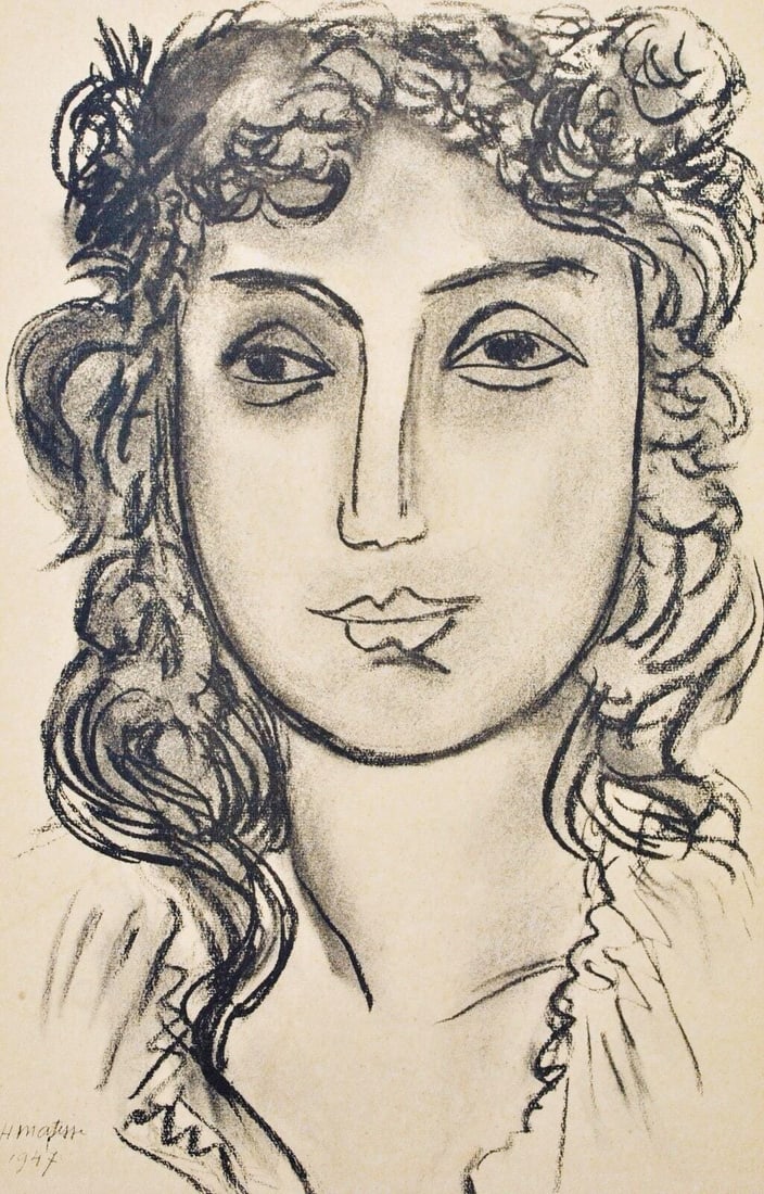 Henri Matisse, Mademoiselle P.C., Portraits par Henri Matisse, Limited Edition Heliogravure: Heliogravure on velin paper, mounted on velin paper backing sheet, as issued. Paper Size: 12 x 9.25 inches; image size: 9.45 x 5.91 inches. Inscription: Signed in the plate and unnumbered, as issued.