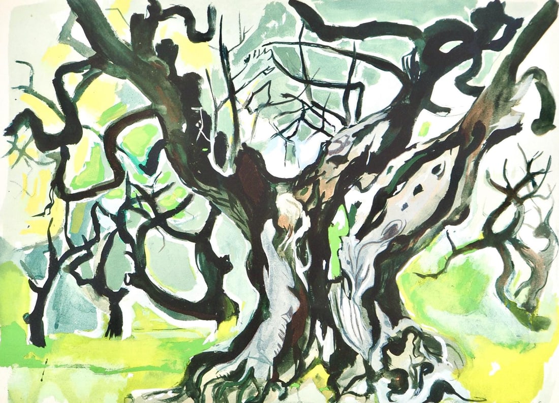 Edouard Pignon, Composition, Arbres et Voiles, Limited Edition Lithograph: Lithograph and stencil on grand Velin d'Arches paper. Paper size: 12.2 x 17.32 inches. Excellent condition. Inscription: signed in the plate and unnumbered, as issued. Notes: from the folio, Edouard P