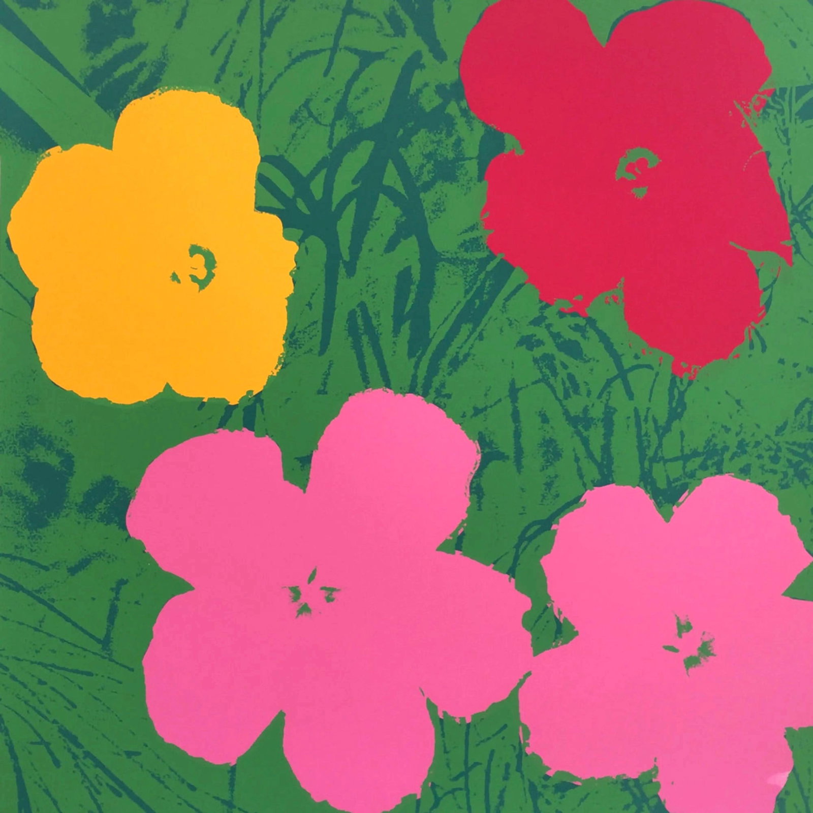 Andy Warhol, Flowers, no68, Official Edition, Sunday B. Morning, Silkscreen: Official edition, Andy Warhol, Sunday B. Morning, silkscreen on museum board. Paper Size: 36 x 36 inches. Excellent condition. Inscription: "published by Sunday B. Morning", and "fill in your own sign