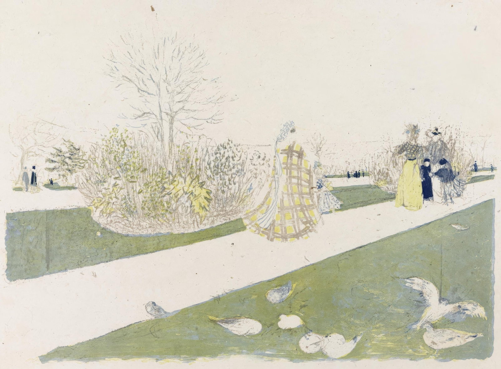 Jean-Edouard Vuillard, The Tuileries Garden, from The Graphic Work of Vuillard, Limited Edition: This exquisite lithograph by Jean-Edouard Vuillard (1868-1940), titled Le Jardin des Tuileries (The Tuileries Garden), from L'oeuvre grave de Vuillard (The Graphic Work of Vuillard), originates from t