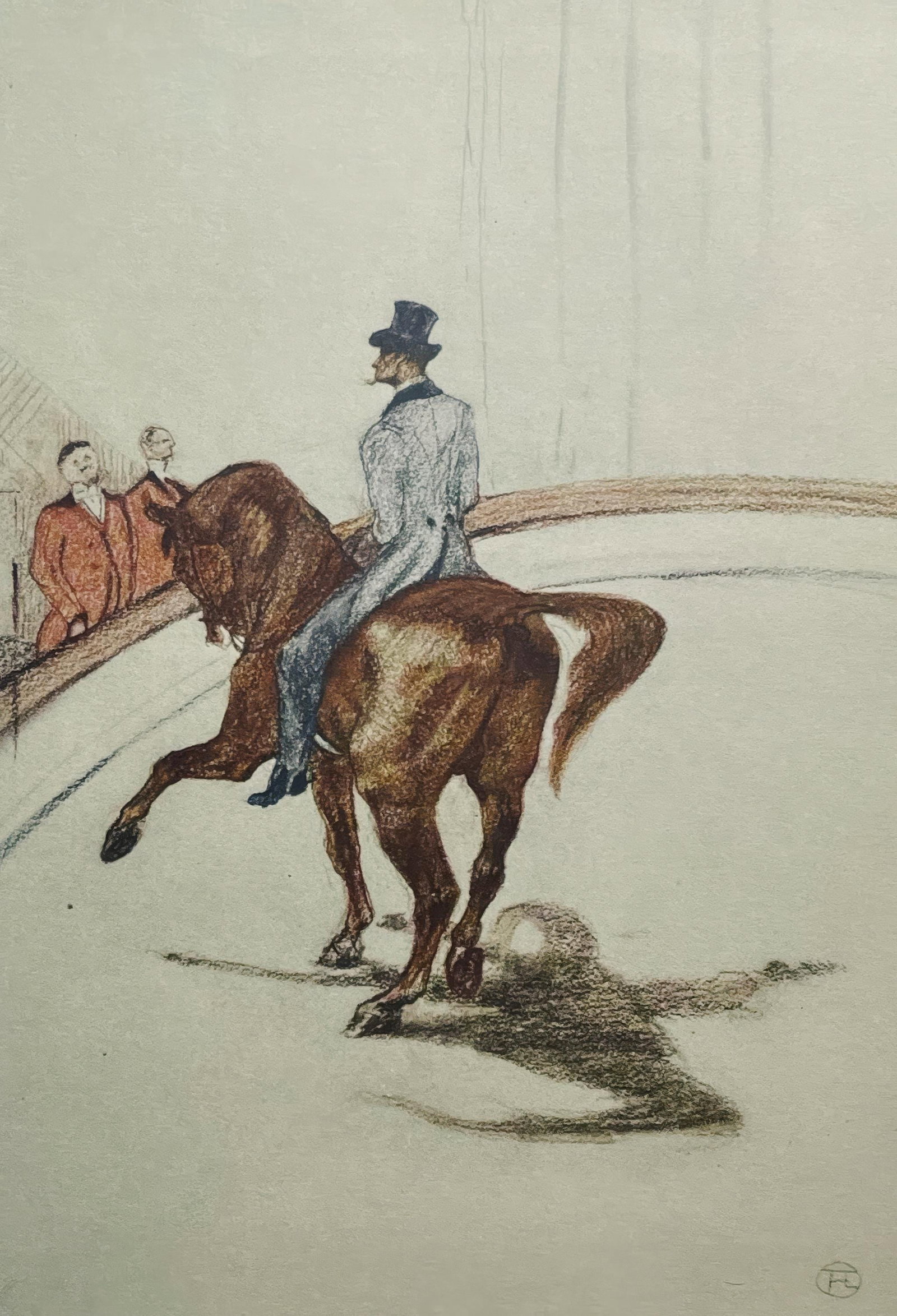 Henri de Toulouse-Lautrec, High School, The Spanish Walk, Limited Edition Lithograph, 1967: This exquisite lithograph by Henri de Toulouse-Lautrec (1864-1901), titled Haute Ecole, La marche espagnole (High School, The Spanish Walk), from the folio Henri de Toulouse-Lautrec, A Suite of Color