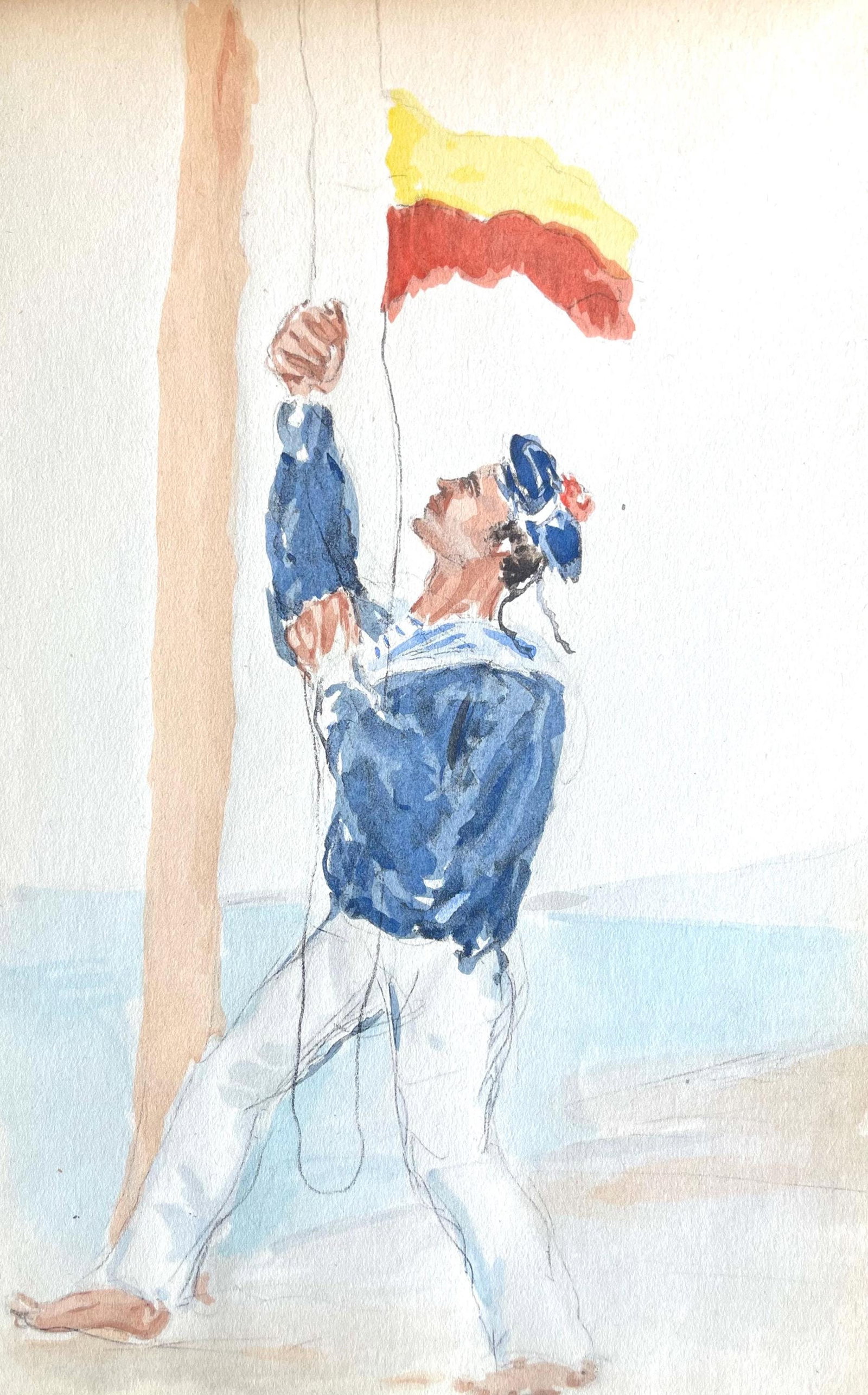 Henri de Toulouse-Lautrec, Composition, Toulouse-Lautrec, Album De Marine, Limited Edition: Lithograph and stencil on Papeteries de Rives paper. Paper size: 8.86 x 5.71 inches. Excellent condition. Inscription: Unsigned and unnumbered, as issued. Notes: From the album, Toulouse-Lautrec Album