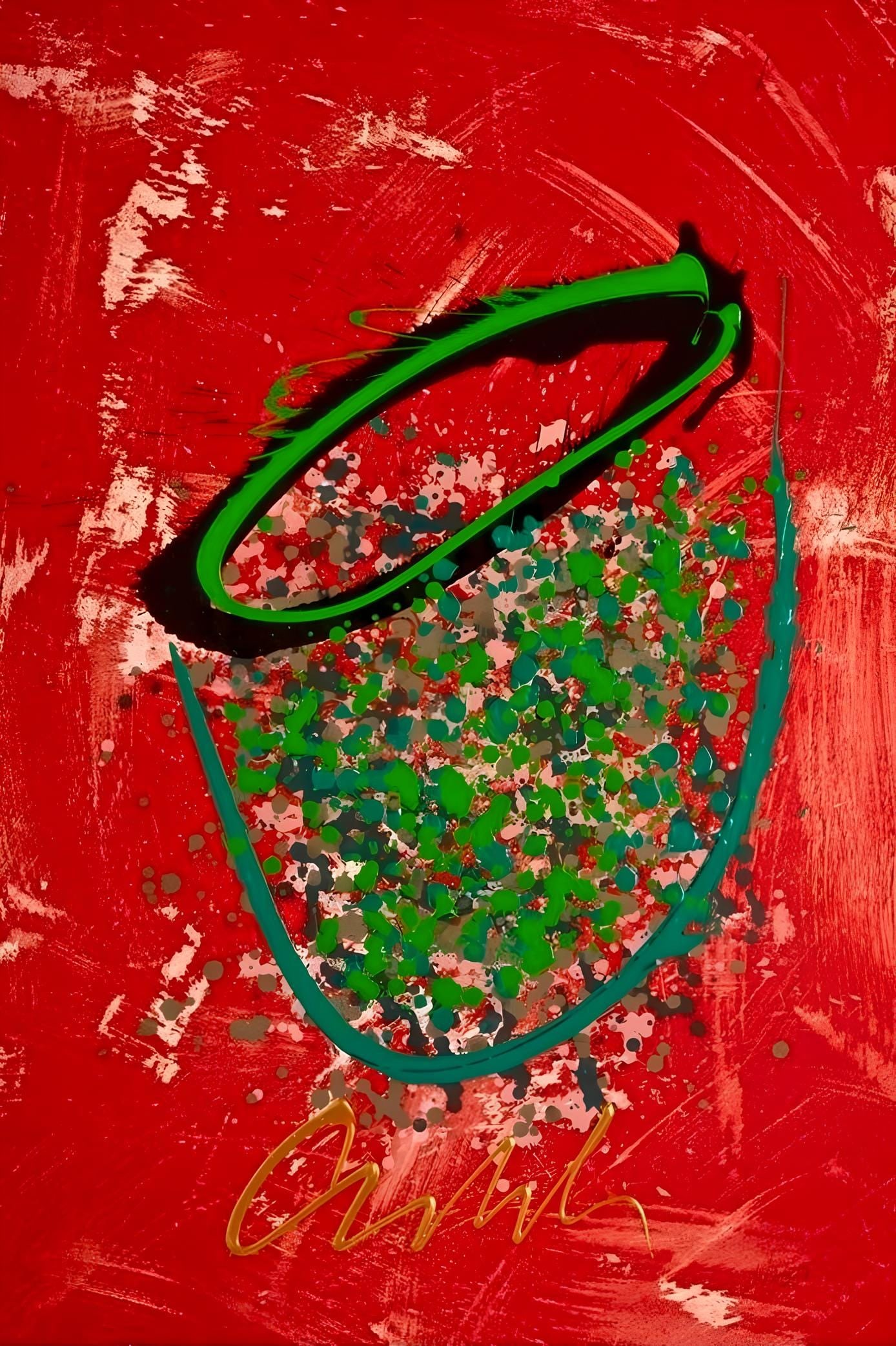 Dale Chihuly, Composition, Baskets Series, Limited Edition Mixed Media Lithograph: Mixed media intaglio lithograph with acrylic paint on St Cuthberts Mill, Saunders Waterford paper, 2013. Paper Size: 37 x 25 inches. Excellent condition. Inscription: Signed and numbered by the artist