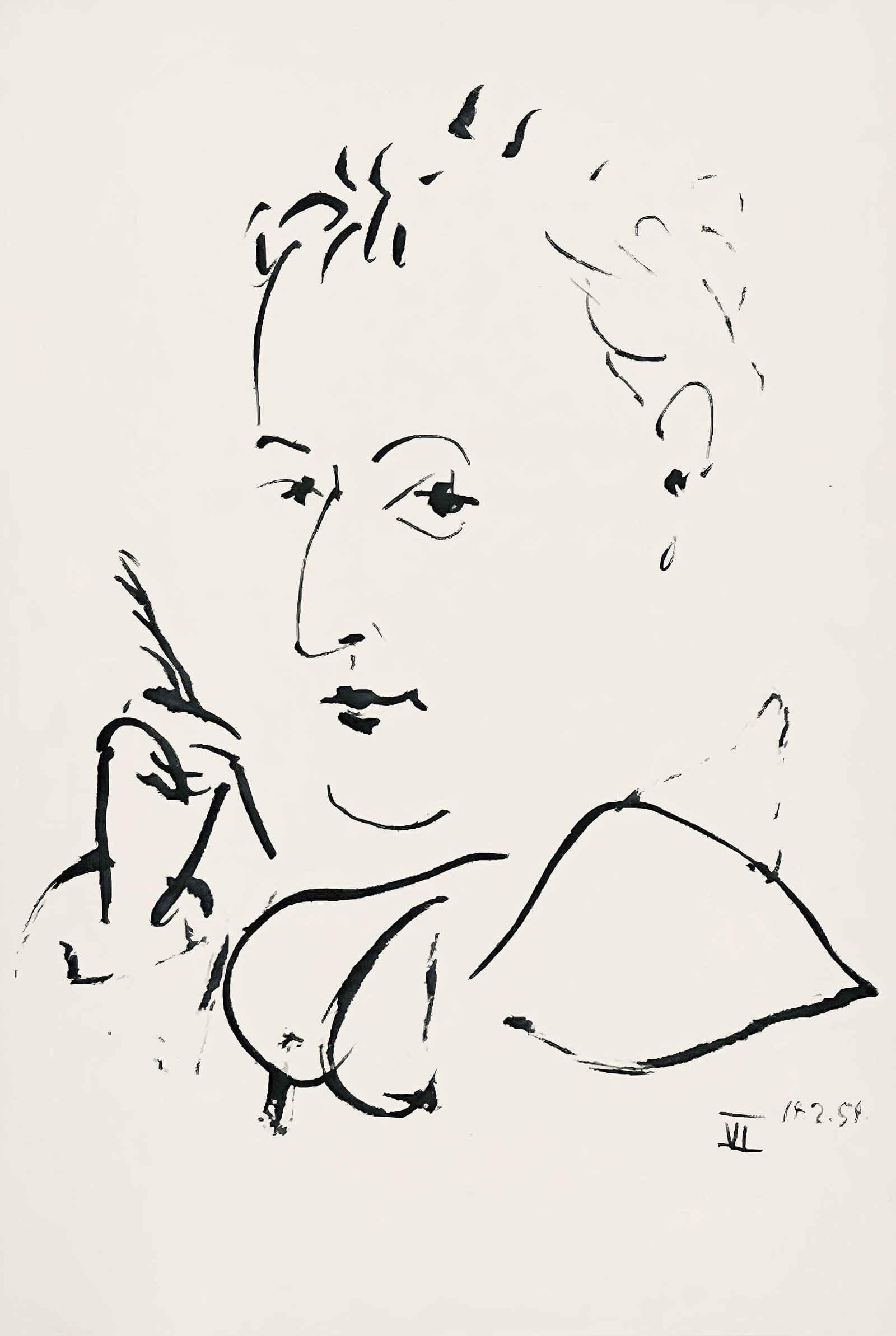 Pablo Picasso, Composition (Horodisch B19), Mystification, Limited Edition Lithograph: Lithograph on velin pur fil Lafuma Navarre paper. Paper size: 10.63 x 7.48 inches. Excellent condition. Inscription: Unsigned and unnumbered, as issued. Notes: From the album, Mystification ou l'Histo