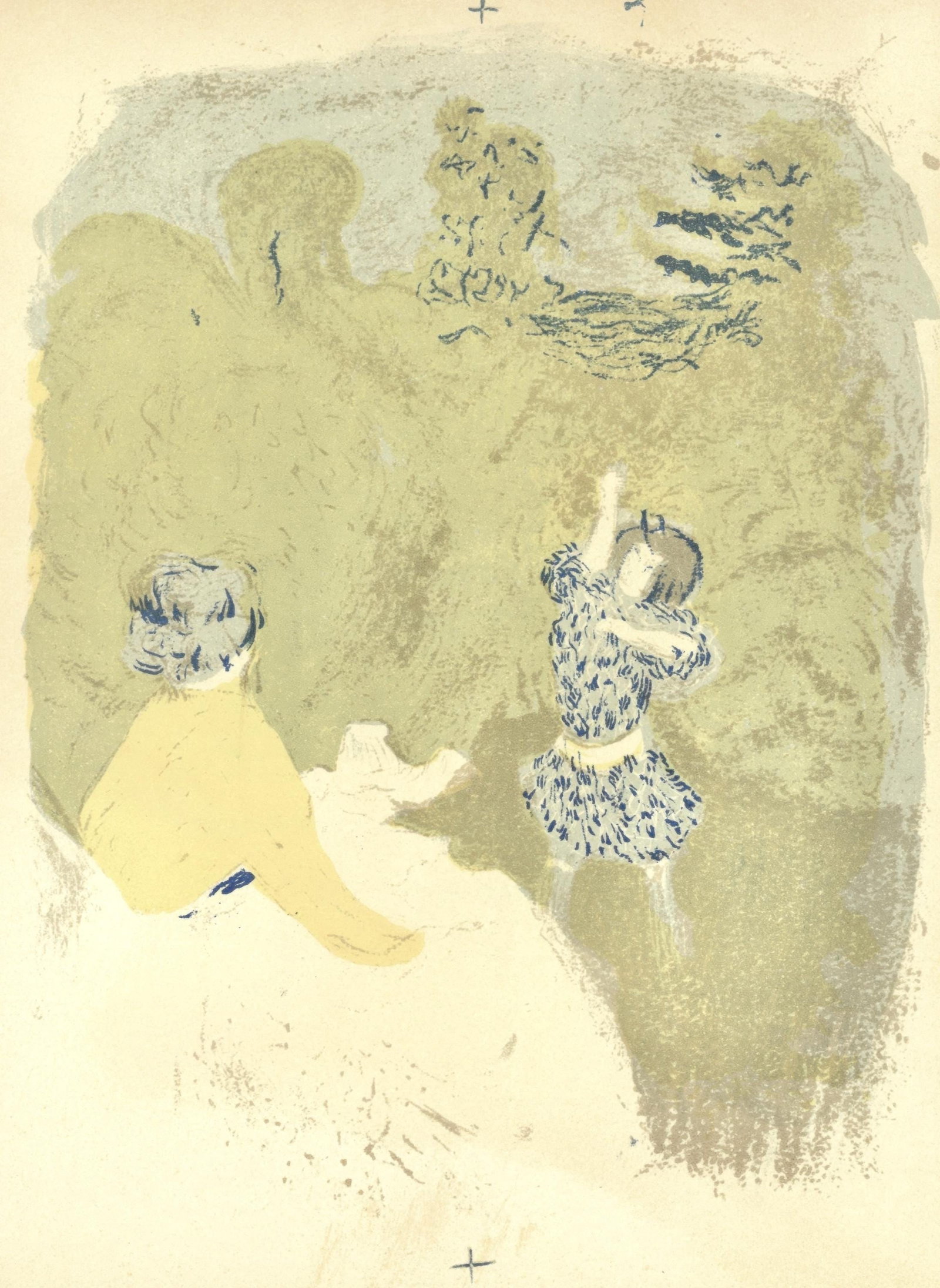 Jean-Edouard Vuillard, The Little Girl at the Wheel, from The Graphic Work of Vuillard, Limited: This exquisite lithograph by Jean-Edouard Vuillard (1868-1940), titled La petite fille au volant (The Little Girl at the Wheel), from L'oeuvre grave de Vuillard (The Graphic Work of Vuillard), origina
