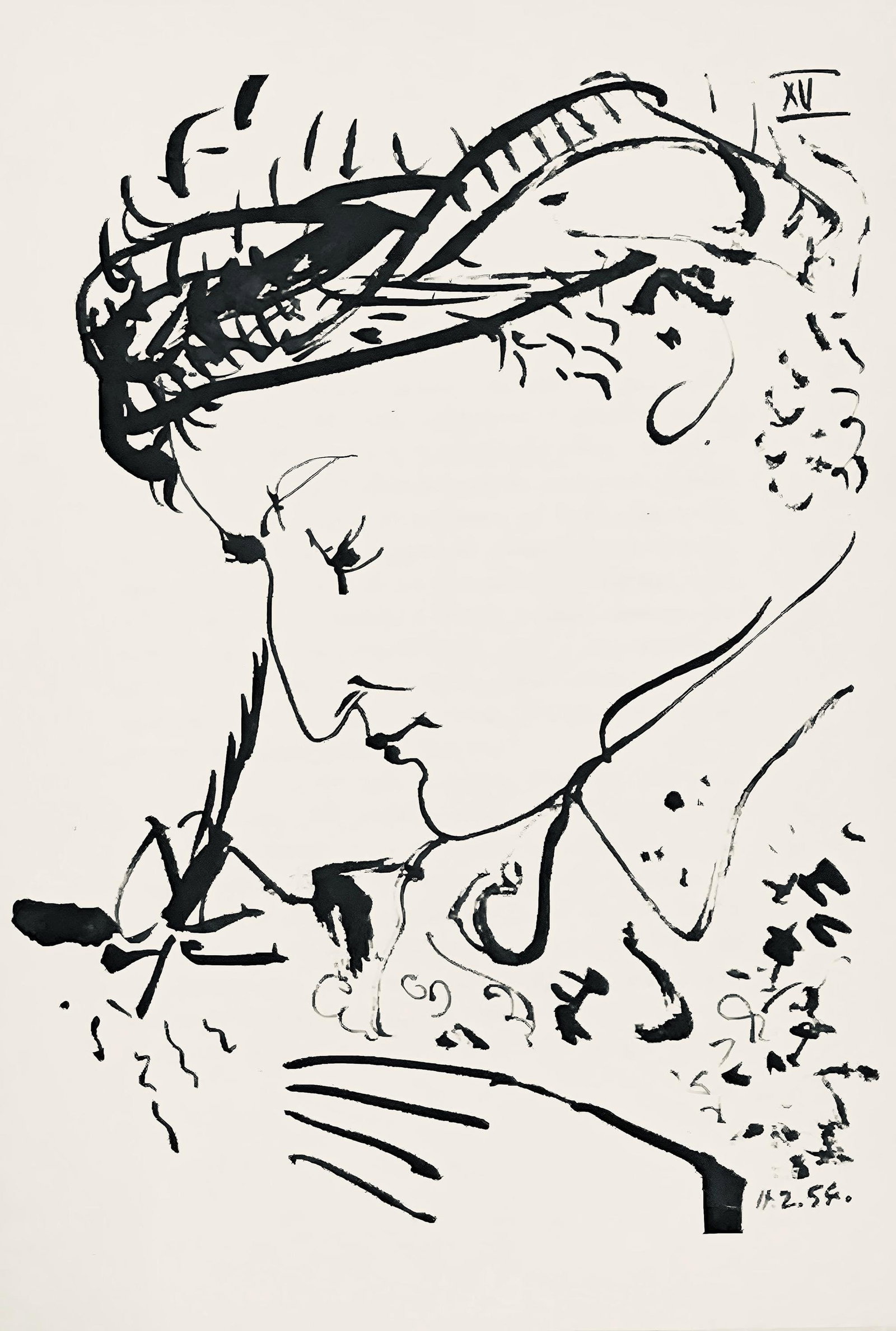 Pablo Picasso, Composition (Horodisch B19), Mystification, Limited Edition Lithograph: Lithograph on velin pur fil Lafuma Navarre paper. Paper size: 10.63 x 7.48 inches. Excellent condition. Inscription: Unsigned and unnumbered, as issued. Notes: From the album, Mystification ou l'Histo