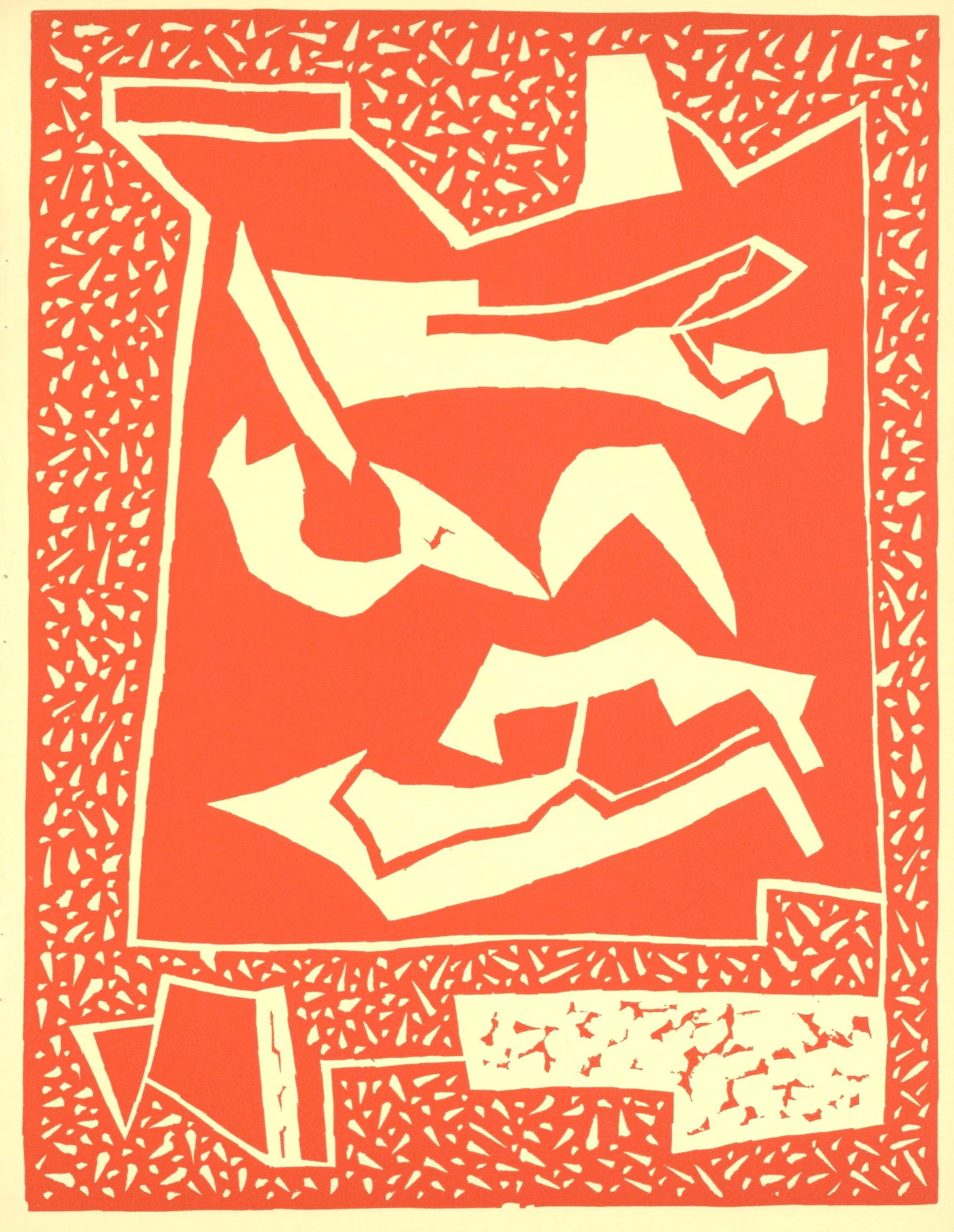Alberto Magnelli, Composition 66 (Abadie 66), Societe internationale d'art XXe siecle, Limited: Linocut on velin paper. Paper Size: 12.4 x 9.65 inches. Inscription: Unsigned and unnumbered, as issued. Catalogue raisonne references: Magnelli, Alberto, and Daniel Abadie. Magnelli : Les Estampes :