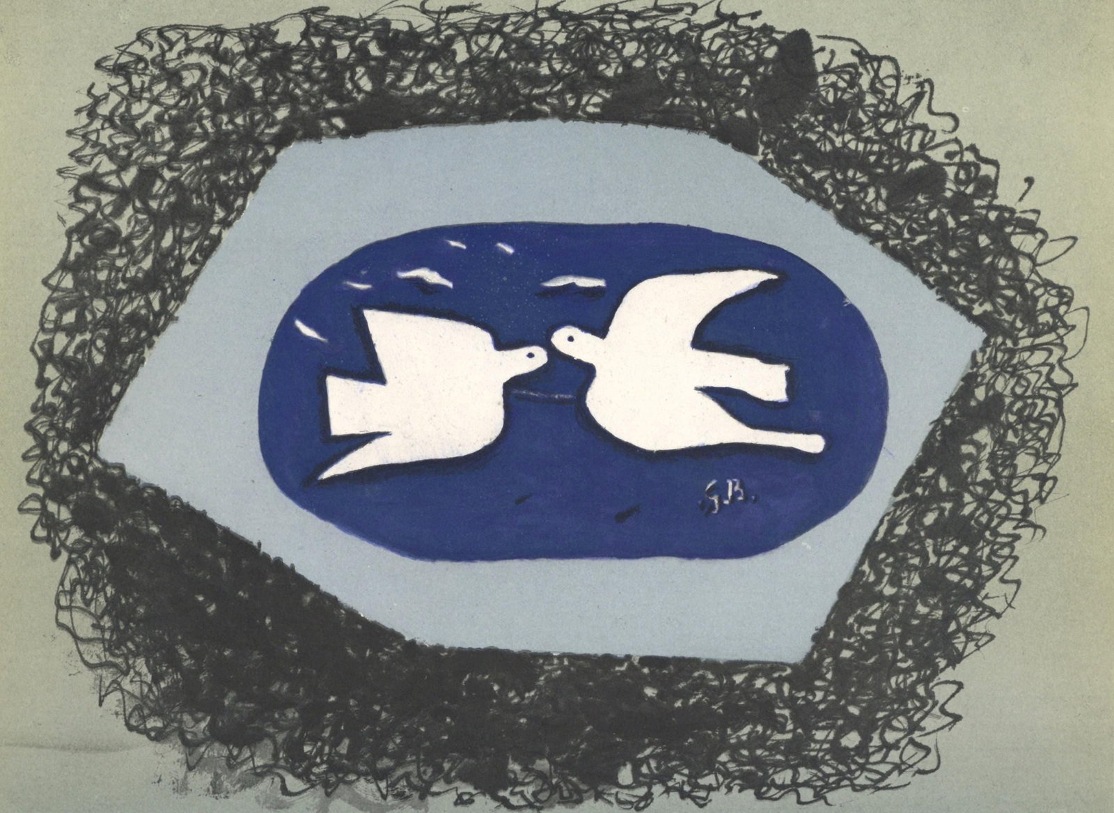 Georges Braque, Composition, Derriere le miroir, Limited Edition Lithograph: Lithograph on velin paper. Paper size: 15 x 11 inches. Excellent condition. Inscription: Unsigned and unnumbered, as issued. Notes: From Derriere le miroir, N deg 166, 1967. Published by Aime Maeght,