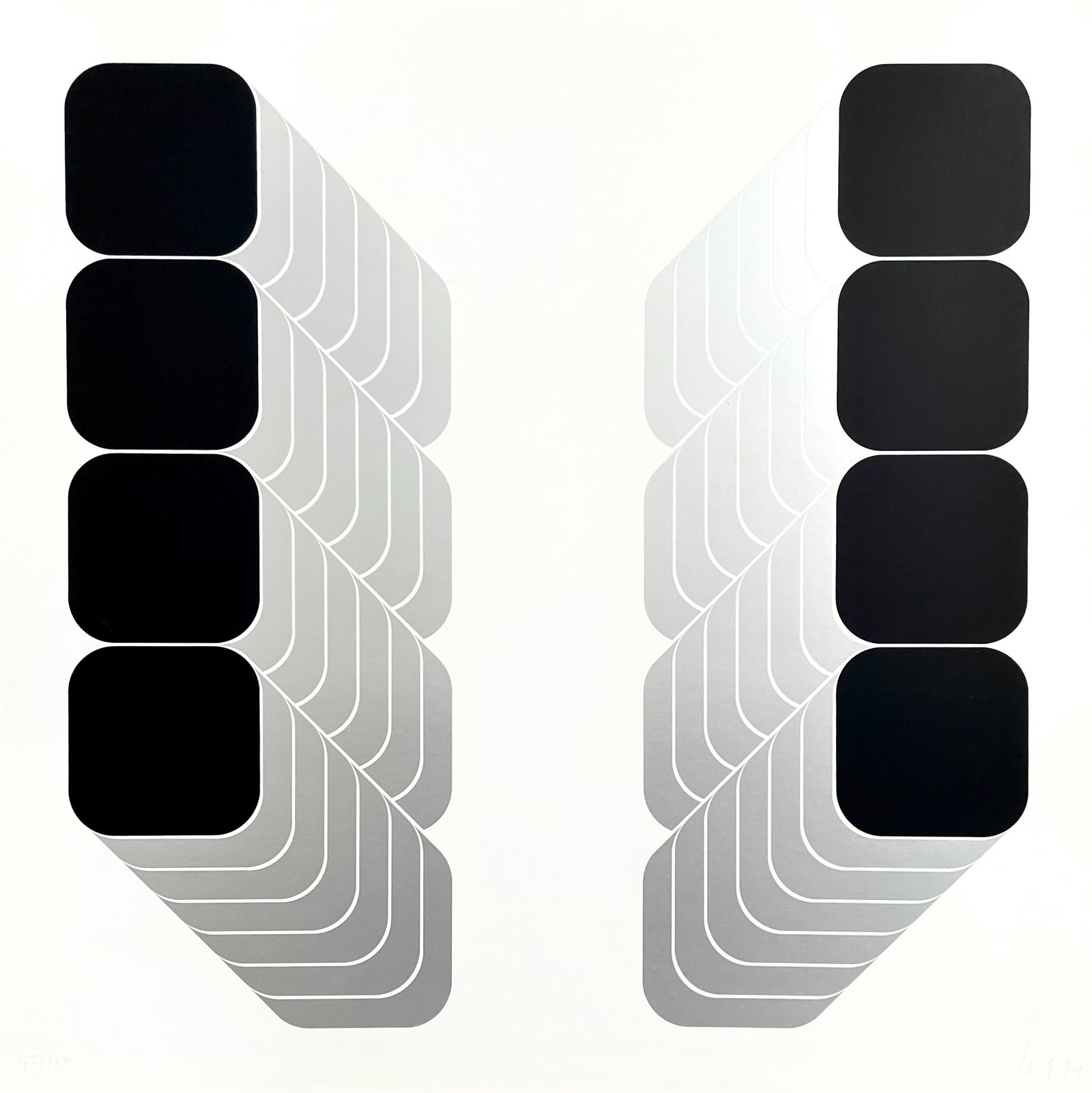 Kaspar Thomas Lenk, Lenk Series B, Limited Edition Silkscreen: Silkscreen, metallic ink in colors on velin paper. Paper size: 26.5 x 26.5 inches. Excellent condition. Inscription: Hand signed and numbered, as issued. Notes: Published by London Arts Inc., Detroit;