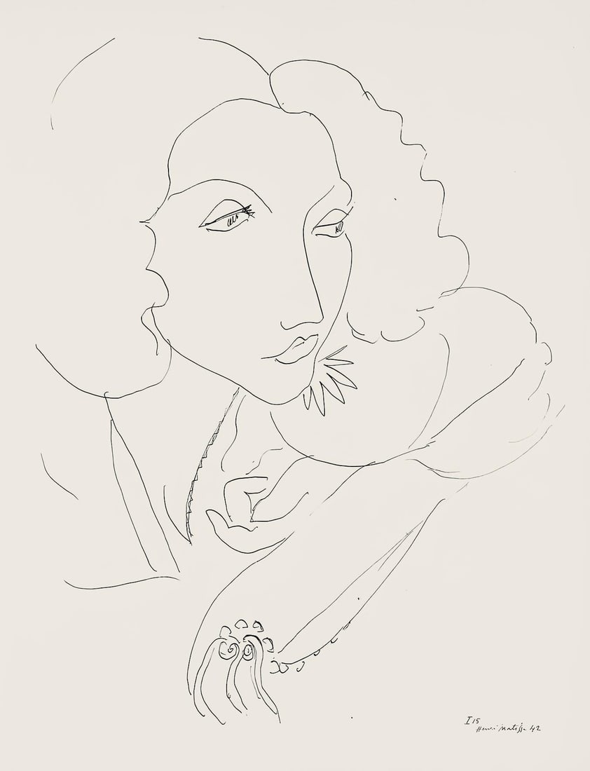 Henri Matisse, Serie I, var. 15 (Duthuit 9), Henri Matisse, Dessins, Themes et variations, Limited: Lithograph on velin pur fil paper. Paper Size: 12.875 x 9.625 inches. Excellent condition. Inscription: Signed in the plate and unnumbered, as issued. Notes: From the folio, Henri Matisse, Dessins, Th