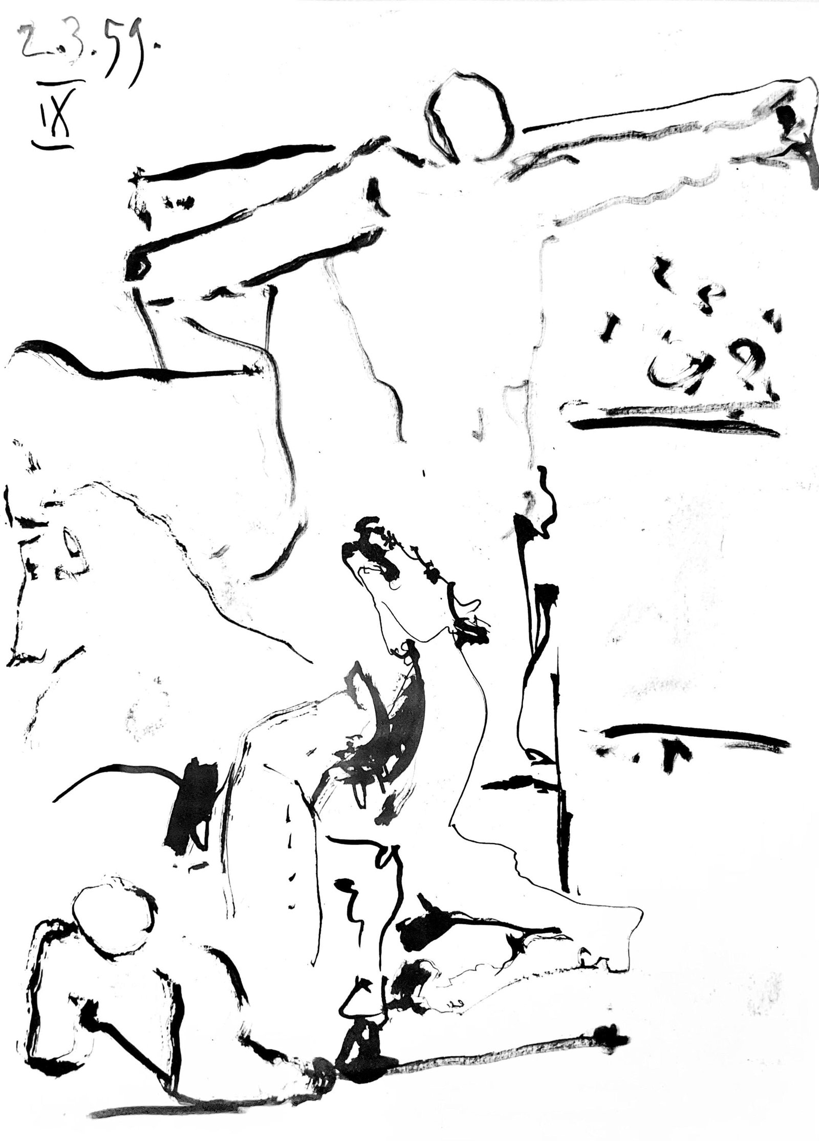 Pablo Picasso, Composition (Bloch 1276; Czwiklitzer 23), Toros y Toreros, Limited Edition Lithograph: Heliogravure on velin paper. Paper Size: 14.75 x 10.5 inches. Inscription: Unsigned and unnumbered, as issued. Notes: From the album, Pablo Picasso, Toros y toreros, 1961. Published by Les Editions Ce