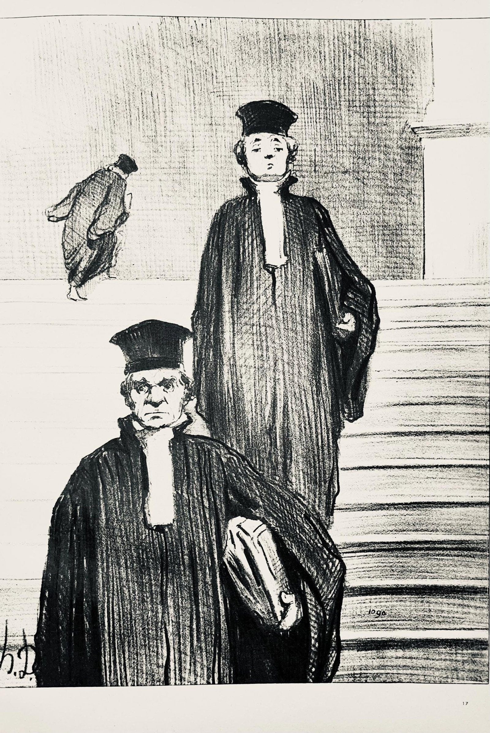 Honore Daumier, Composition, Honore Daumier, Law and Justice, Limited Edition Lithograph: Lithograph on velin paper. Inscription: Unsigned and unnumbered. Paper Size: 14 x 10 inches. Excellent condition. Notes: From the folio, Honore Daumier, Law and Justice, Twenty-Four Lithographs, 1944.