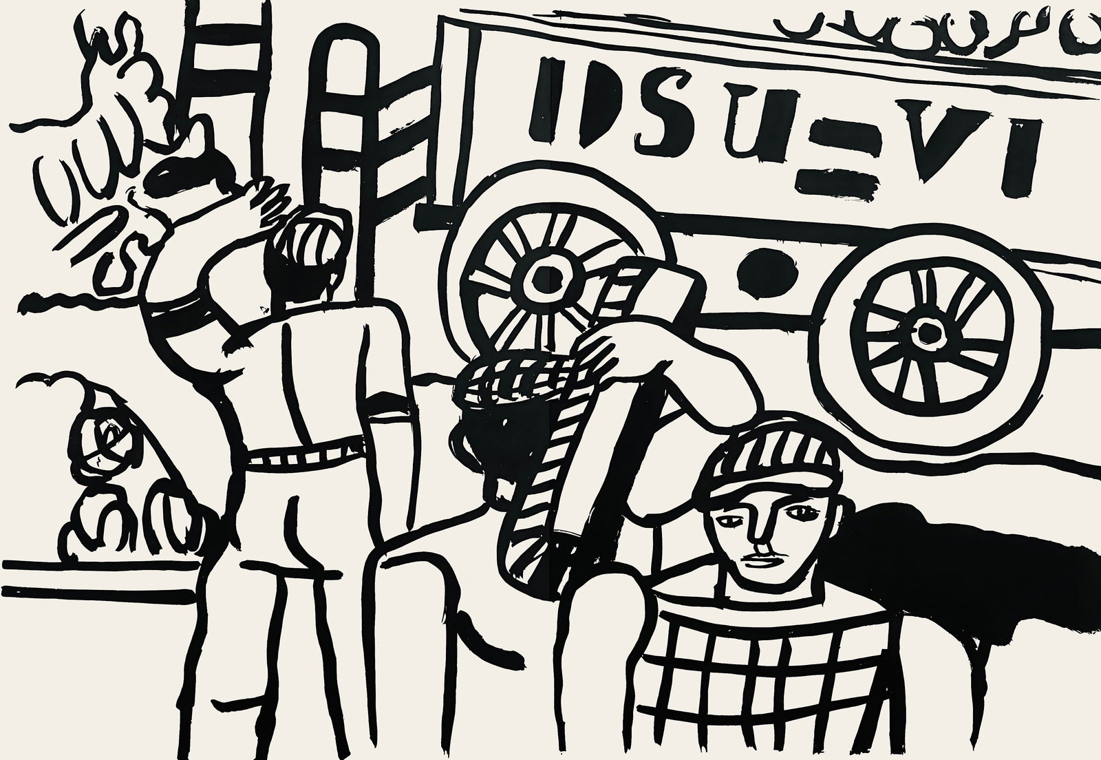 Fernand Leger, Composition, mes voyages: Lithograph on velin bouffant des Papeteries de Hauteville paper. Paper Size: 13.78 x 19.68 inches. Excellent condition, with centerfold, as issued. Unsigned and unnumbered, as issued. Notes: From the