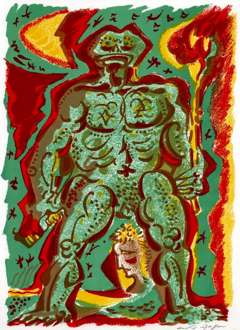 Andre Masson, Composition, Variations sur l'imaginaire, Limited Edition Lithograph: Lithograph on velin de Rives paper. Paper size: 14.5 x 10.75 inches. Excellent condition. Inscription: hand signed and unnumbered, as issued. Notes: From the folio, Variations sur l'imaginaire, 1972.