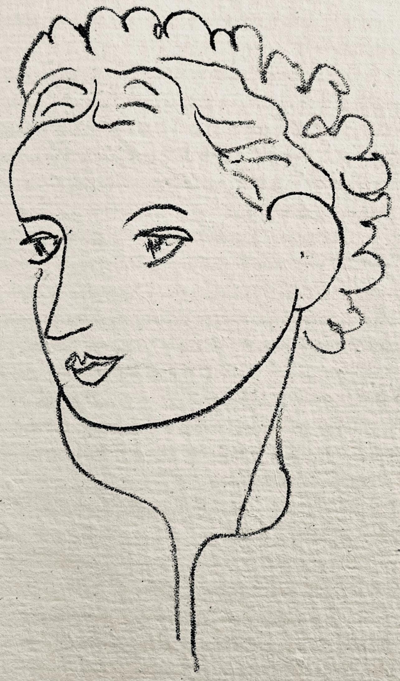 Henri Matisse, Lithographie II (Duthuit 20), Repli, Gravures de Henri Matisse, Limited Edition: Lithograph on velin a la forme des papeteries d'Arches paper. Unsigned and unnumbered. Paper Size: 10 x 6.375 inches. Excellent condition. Notes: From the volume, Repli, Gravures de Henri Matisse, 194