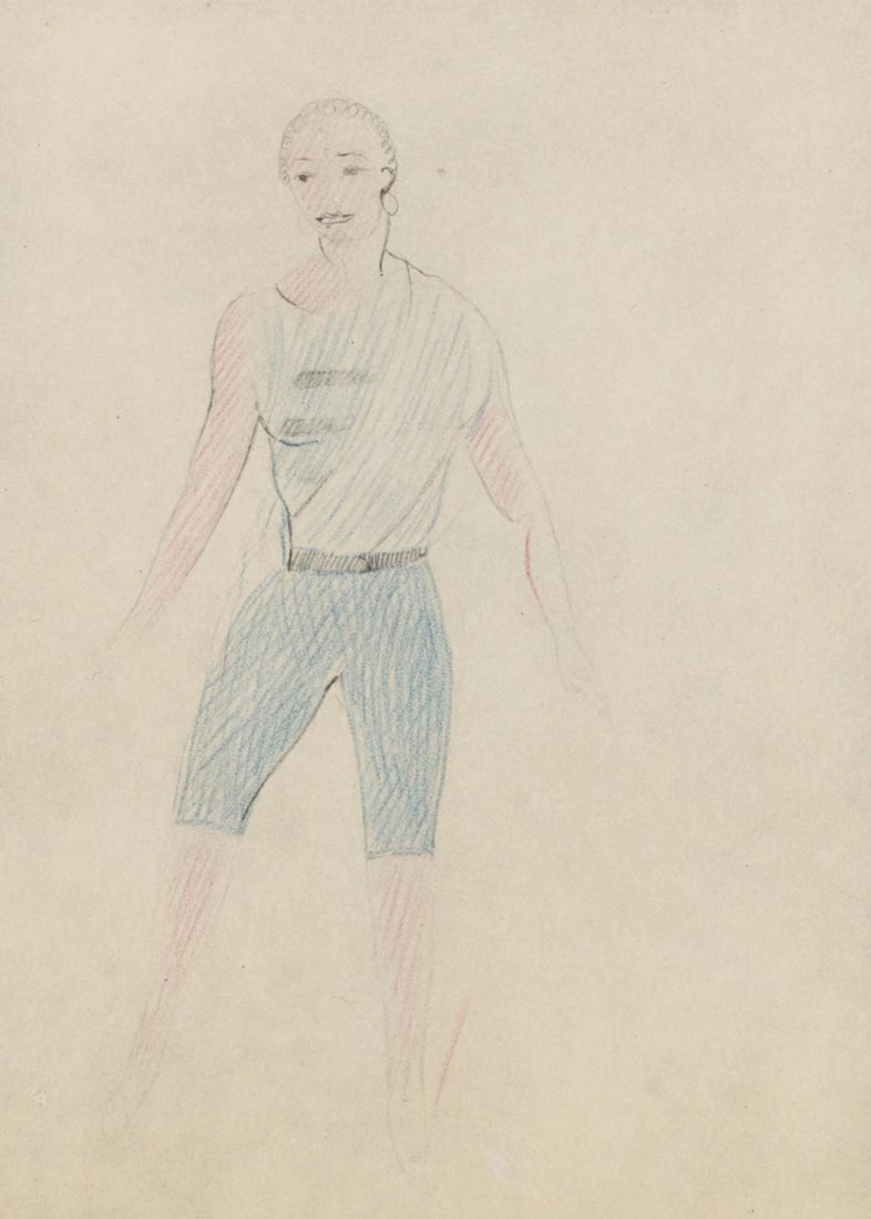 Marie Laurencin, Composition, Les Biches, Limited Edition Lithograph: Lithograph and stencil on papier velin des Manufactures d'Arches paper. Unsigned and unnumbered, as issued. Paper size: 11 x 8.875 inches. Excellent condition. Notes: From the volume, Les Biches, 1924