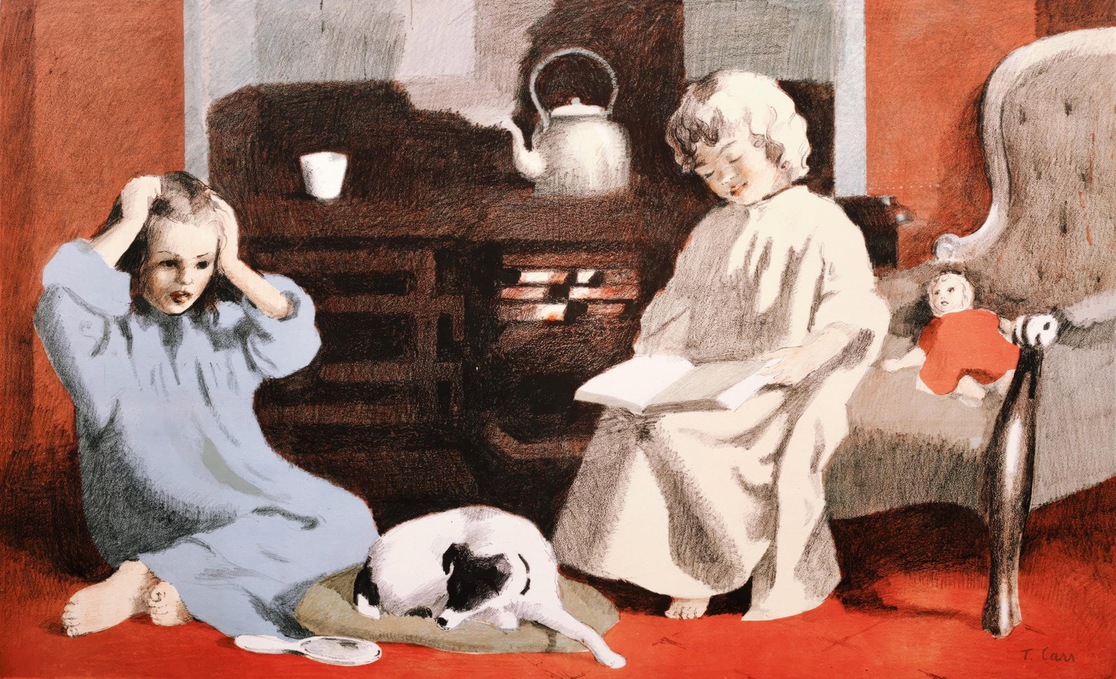 Thomas James Carr, Fireside, S.P.8., from School Prints Ltd., Limited Edition Lithograph, 1946 (1 of 4)