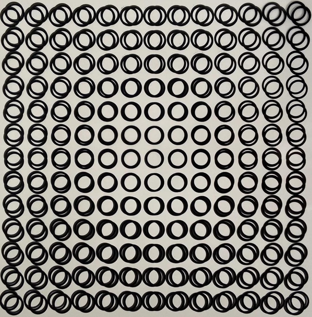 Victor Vasarely, Composition, Tiefenbilder, Limited Edition Heliogravure: Heliogravure on Mylar laid on 280 gm M2 gloss paper. Paper Size: 11 x 11 inches. Excellent condition. Notes: From the folio, Tiefenbilder, 1972. Published and printed by Editions du Griffon, Neuchatel