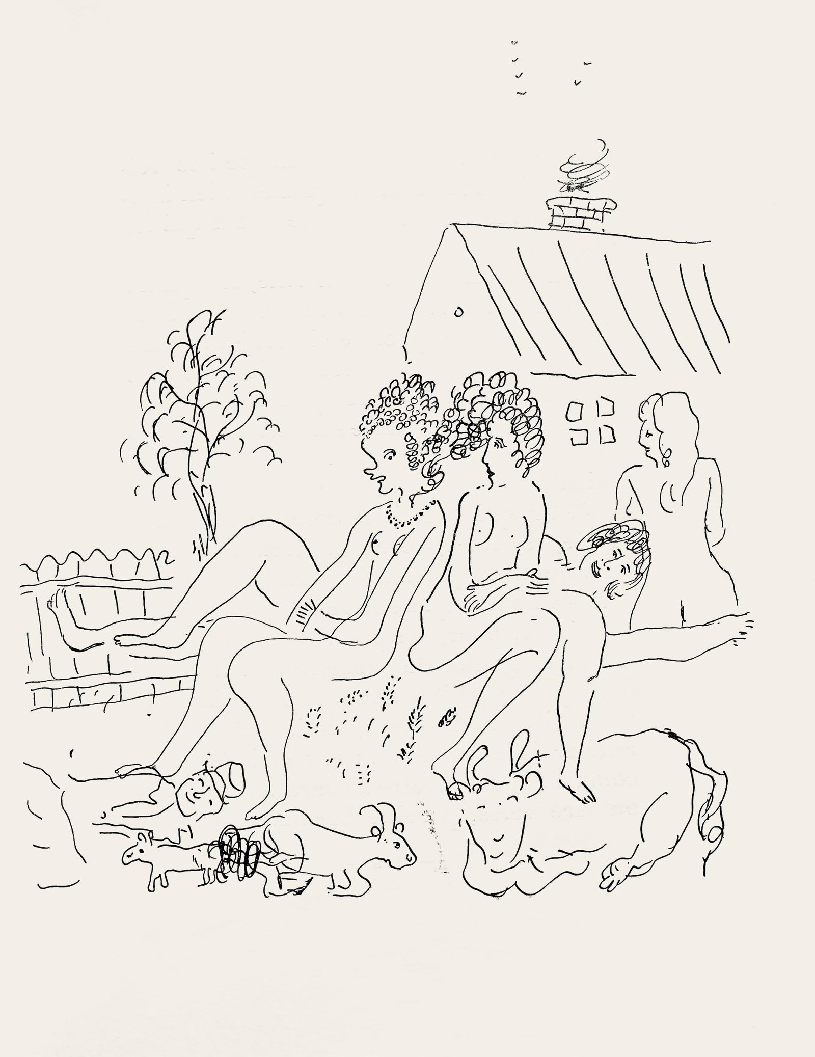 Marc Chagall, Composition, Suite Provinciale avec 92 dessins inedits de Marc Chagall, Limited: Lithograph on velin de Rives paper. Unsigned and unnumbered, as issued. Paper Size: 9.75 x 7.5 inches. Excellent condition, with text on verso, as issued. Notes: From the album, Suite Provinciale avec