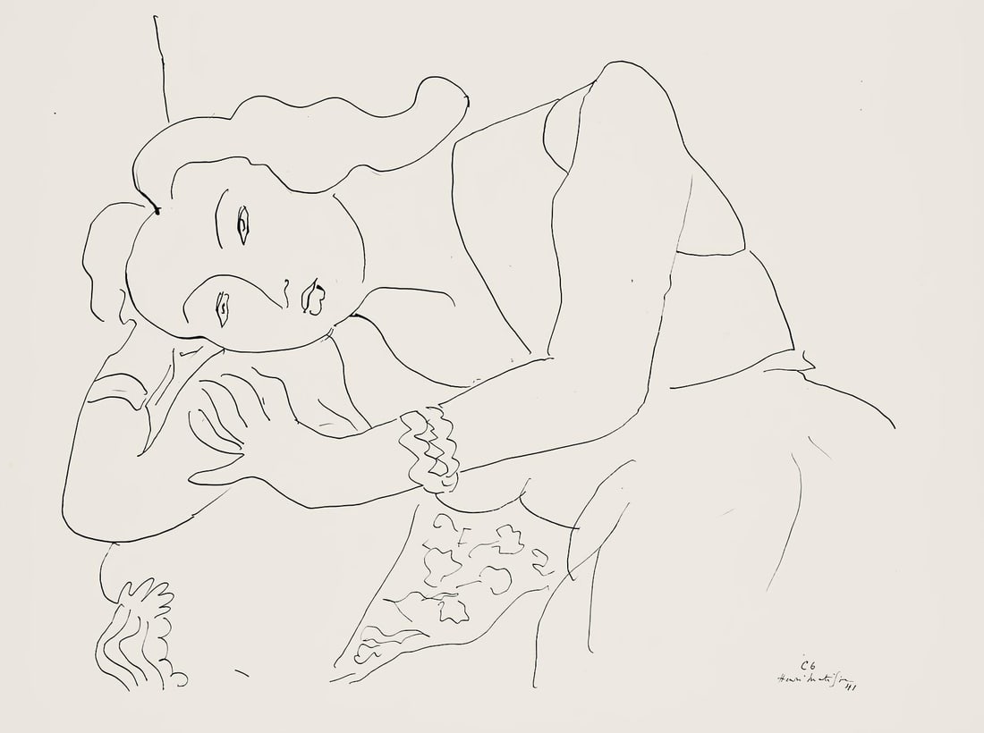 Henri Matisse, Serie C, var. 6 (Duthuit 9), Henri Matisse, Dessins, Themes et variations, Limited: Lithograph on velin pur fil paper. Paper Size: 9.625 x 12.875 inches. Excellent condition. Inscription: Signed in the plate and unnumbered, as issued. Notes: From the folio, Henri Matisse, Dessins, Th