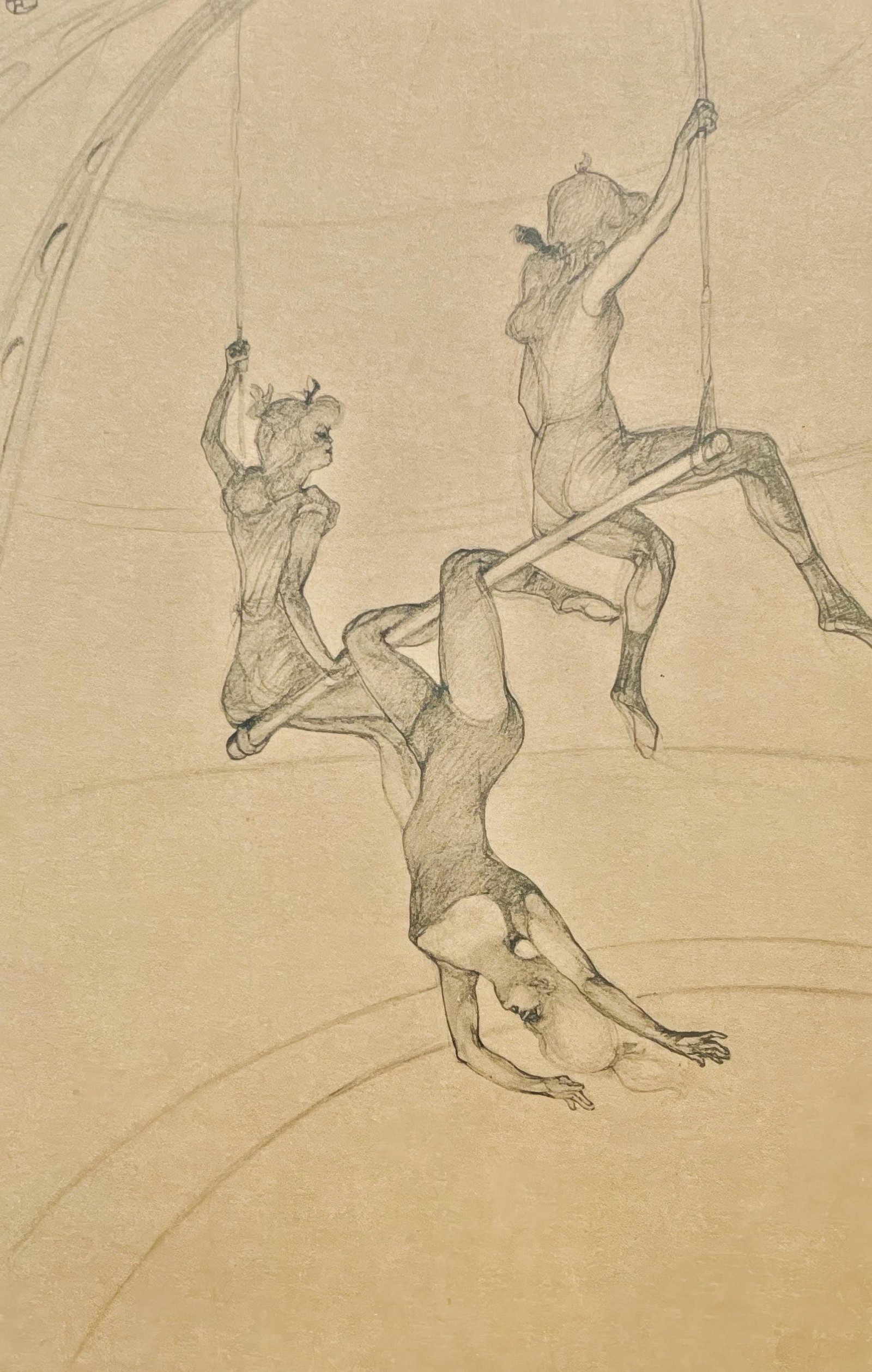 Henri de Toulouse-Lautrec, The Flying Trapeze, Limited Edition Lithograph, 1967: This exquisite lithograph by Henri de Toulouse-Lautrec (1864-1901), titled Le Trapeze Volant (The Flying Trapeze), from the folio Henri de Toulouse-Lautrec, A Suite of Color Drawings at the Circus, or