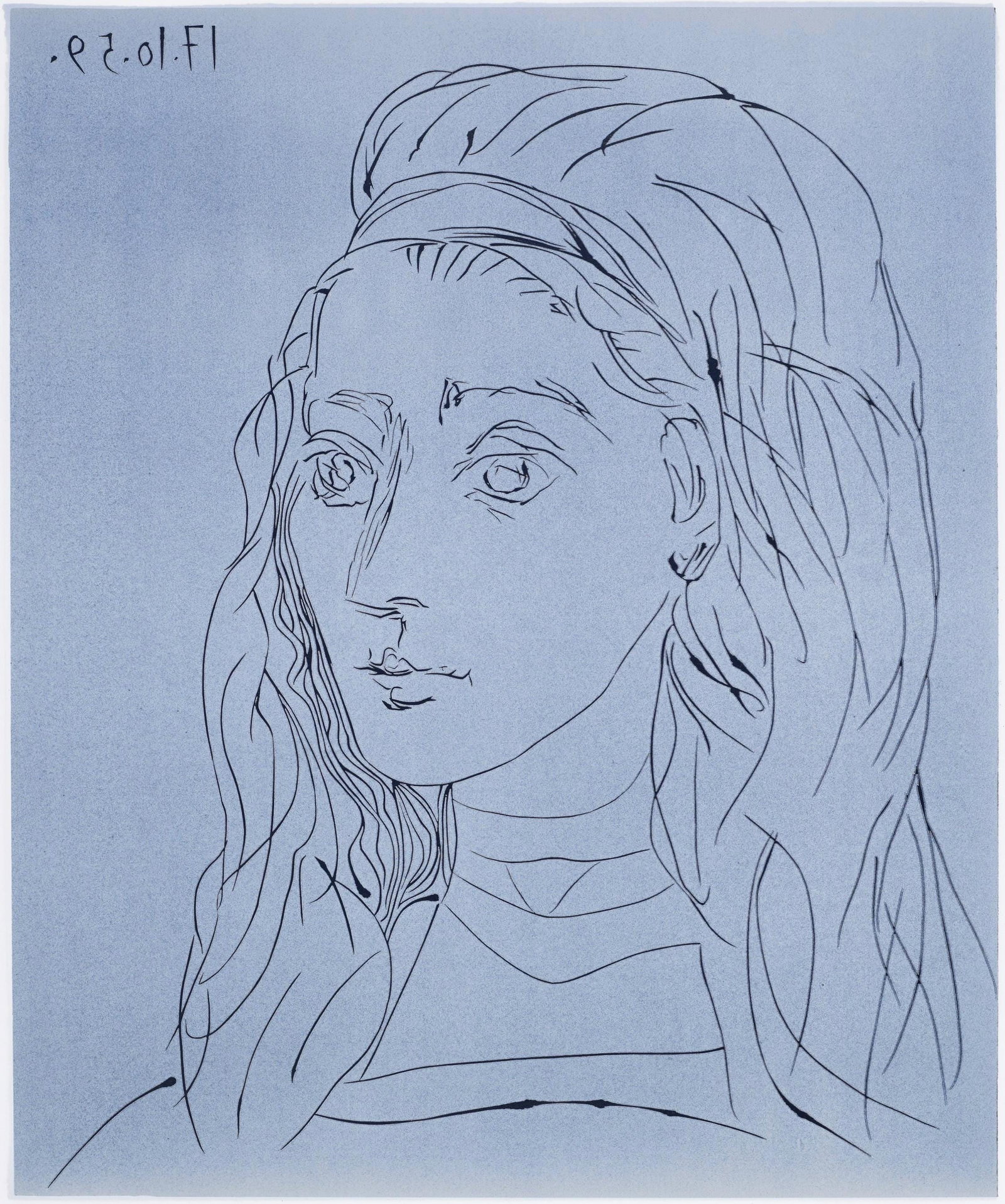 Pablo Picasso, Portrait de Jacqueline (Orozco 214), Grabados al linoleo, Limited Edition Linocut: Linocut on velin paper. Paper Size: 12.5 x 14.5 inches; image size: 10.5 x 8.75 inches. Inscription: Unsigned and unnumbered, as issued. Catalogue raisonne reference: Orozco, M. (2018). Picasso. 70 ye