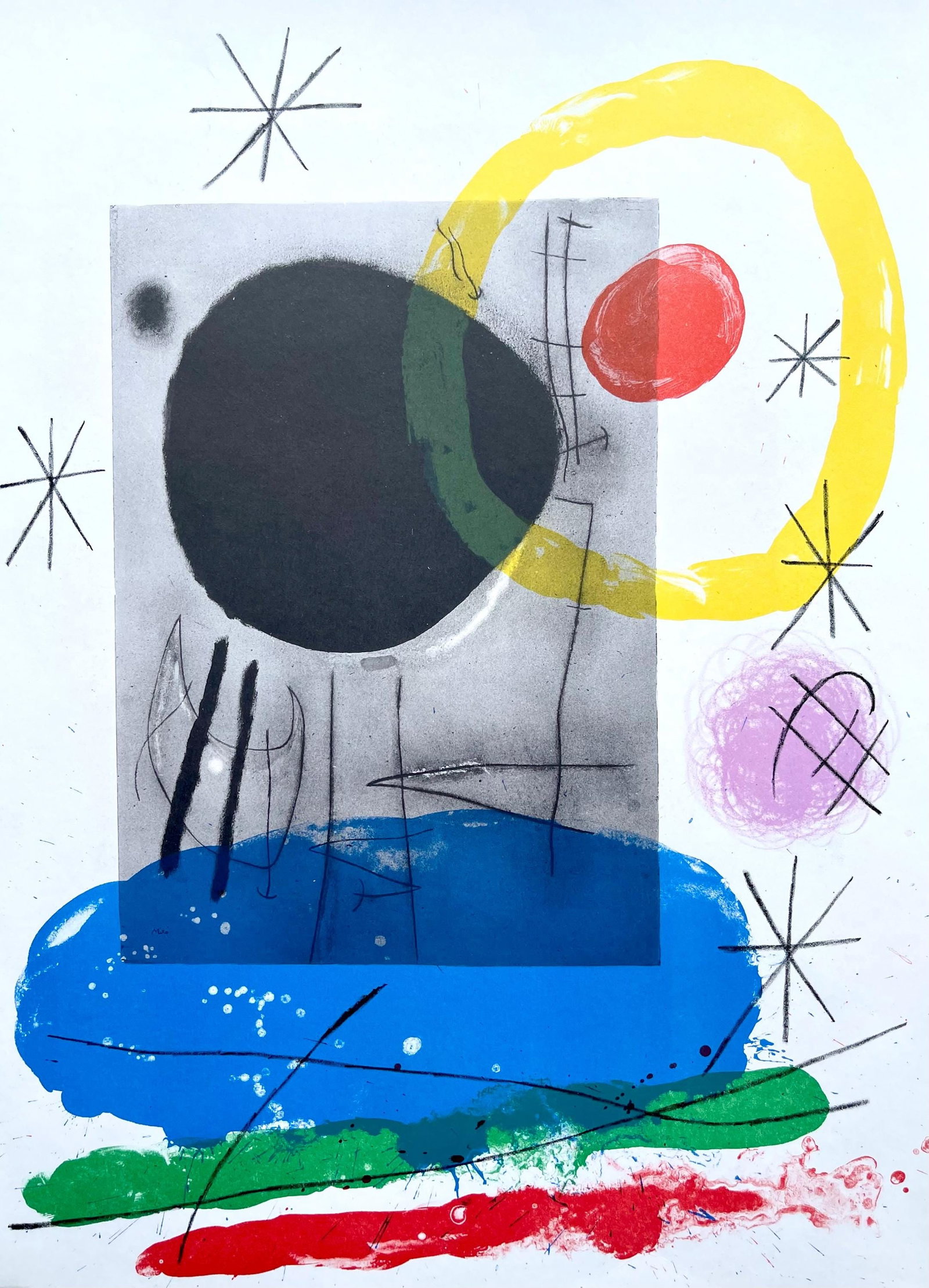 Joan Miro, Composition (Cramer 102; Mourlot 428-449), Derriere le miroir, Limited Edition Lithograph (1 of 4)