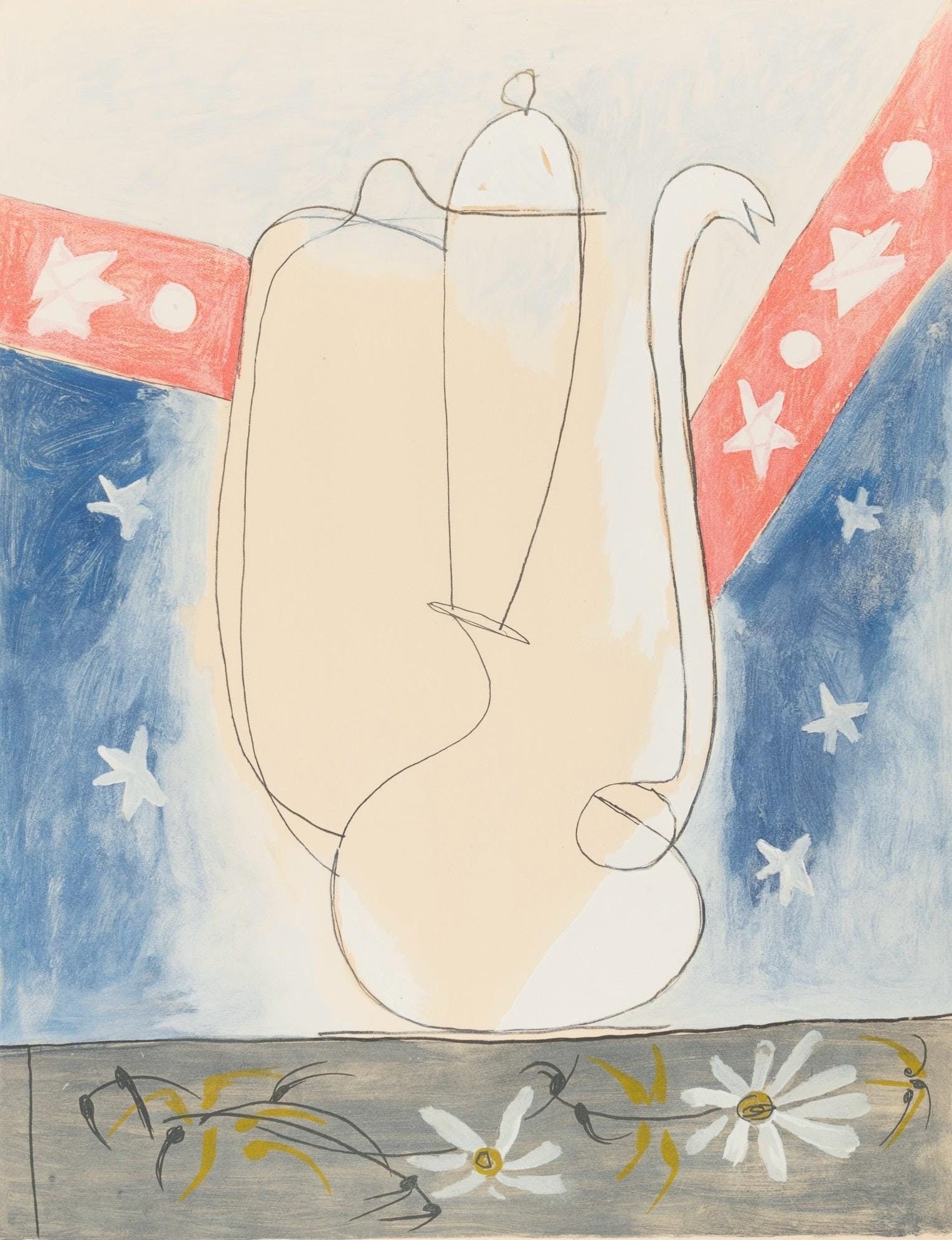 Pablo Picasso, Composition, Faunes et Flore d'Antibes, Limited Edition Lithograph: Lithograph and stencil on velin pur chiffon d'Arches paper. Paper size: 25.98 x 20.079 inches. Excellent condition. Inscription: Unsigned and unnumbered, as issued. Notes: From the folio, Faunes et Fl