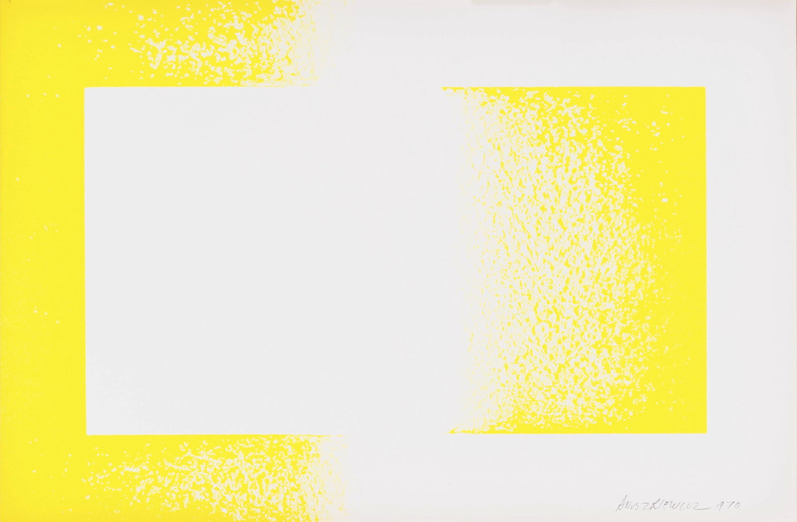 Richard Anuszkiewicz, Yellow Reversed, Art in America, Limited Edition Lithograph: Lithograph on velin paper. Paper Size: 11 x 14.5 inches. Excellent condition, with centerfold, as issued. Inscription: Unsigned and unnumbered, as issued. Notes: Published by Art in America, New York;