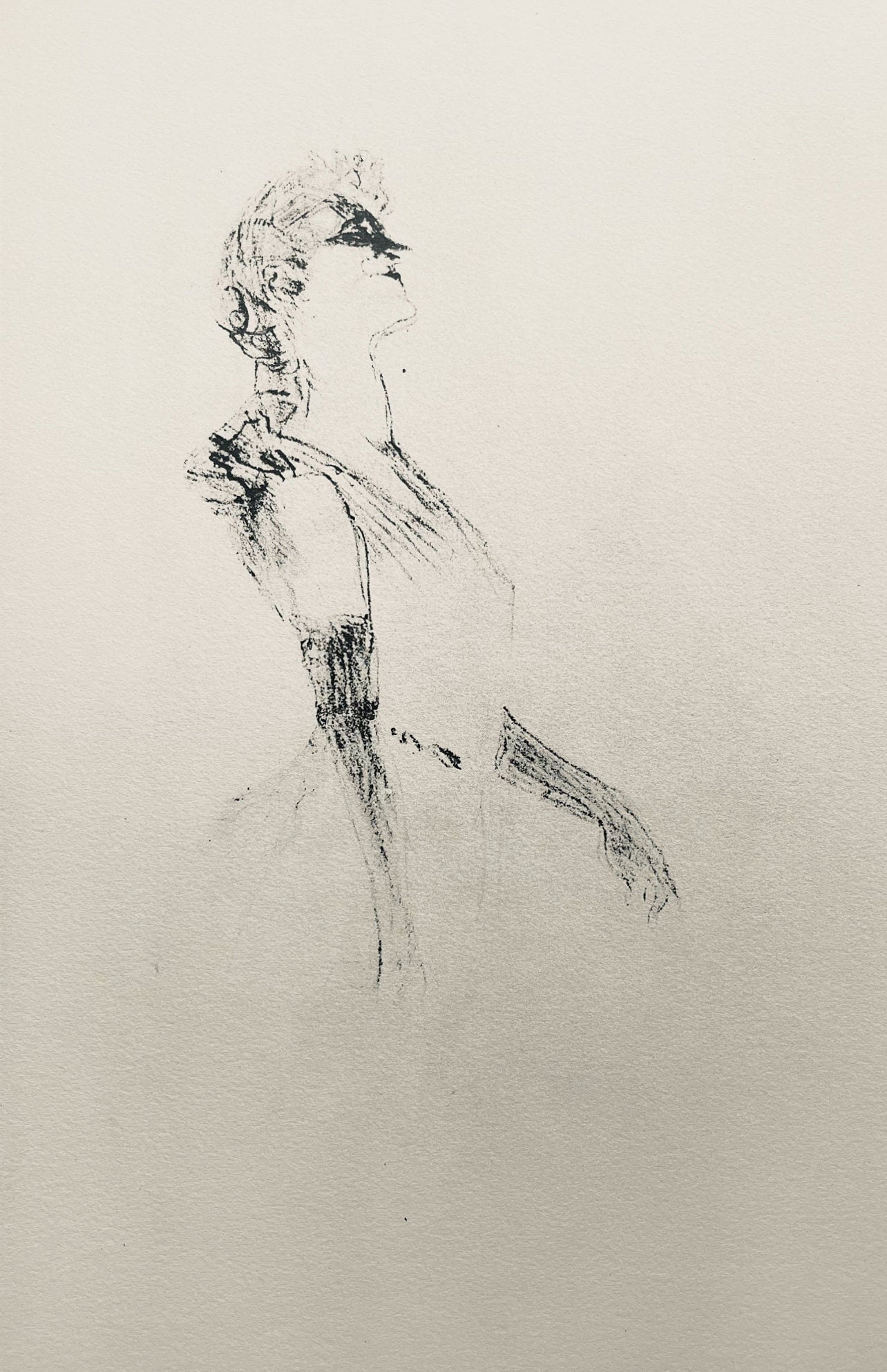 Henri de Toulouse-Lautrec, Composition, Yvette Guilbert vue par Toulouse-Lautrec, Limited Edition: Lithograph and stencil on velin de Rives BFK paper. Unsigned and unnumbered. Paper Size: 15 x 11.25 inches. Excellent condition. Notes: From the folio, Yvette Guilbert vue par Toulouse-Lautrec, 1950.