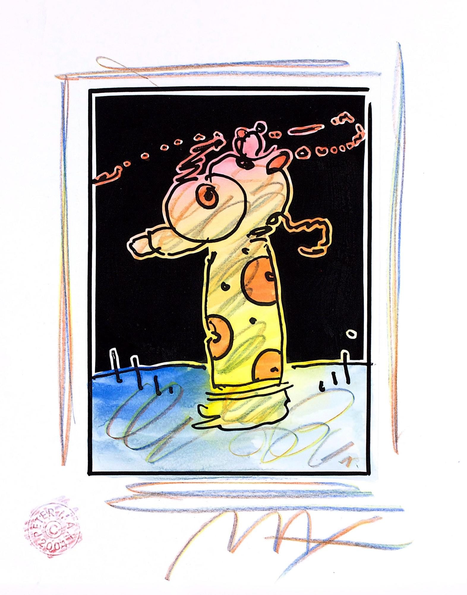 Peter Max, Sage in Wind, Black and White Series, Hand Signed, Official Edition Mixed Media: Lithograph in colors, watercolor, colored pencil on Lustro Saxony paper. Paper size: 8.75 x 7 inches. Inscription: Hand signed by Peter Max and unnumbered, as issued. Condition: Excellent. Notes: Publ