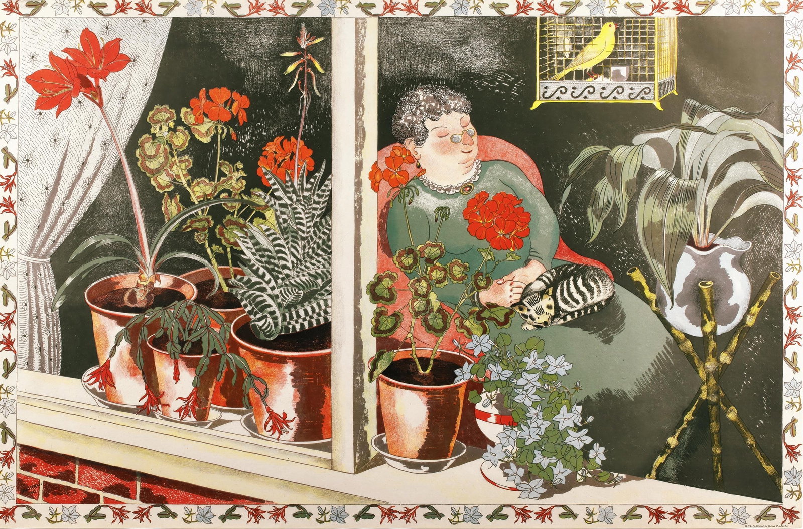 John Nash, Window Plants, S.P.4., from School Prints Ltd., Limited Edition Lithograph, 1945 (1 of 4)