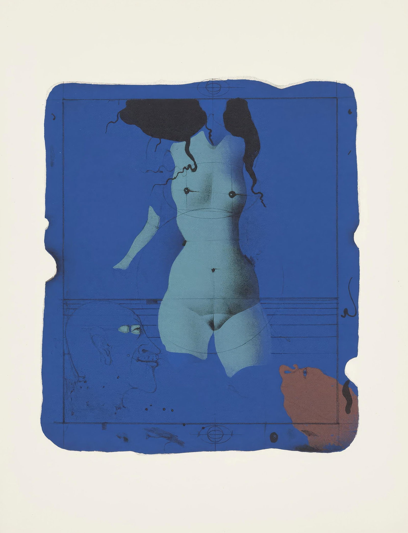 Paul Wunderlich, Torso on a Blue Stone, Memories and Portraits of Artists, Limited Edition: This exquisite lithograph by Paul Wunderlich (1927-2010), titled Torso sur une pierre bleue (Torso on a Blue Stone), originates from the 1972 edition published by Editions A. C. Mazo et Cie., Paris, i