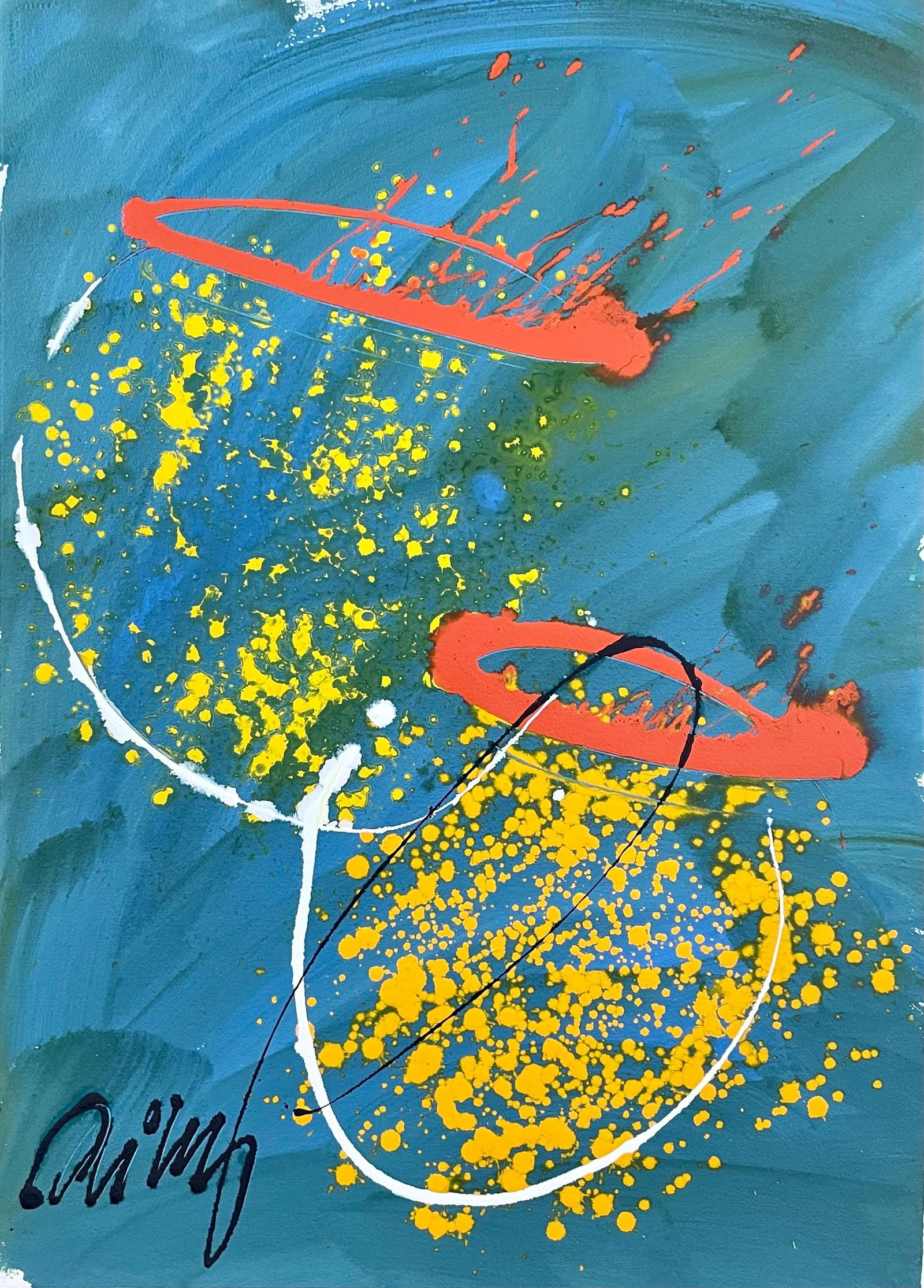 Dale Chihuly, Composition, Basket Series, Original Painting: Acrylic on Arches Aquarelle paper, 2001. Paper Size: 42 x 30 inches. Excellent condition. Inscription: Signed by the artist, as issued. Notes: Dale Chihuly has often called the Baskets series the most