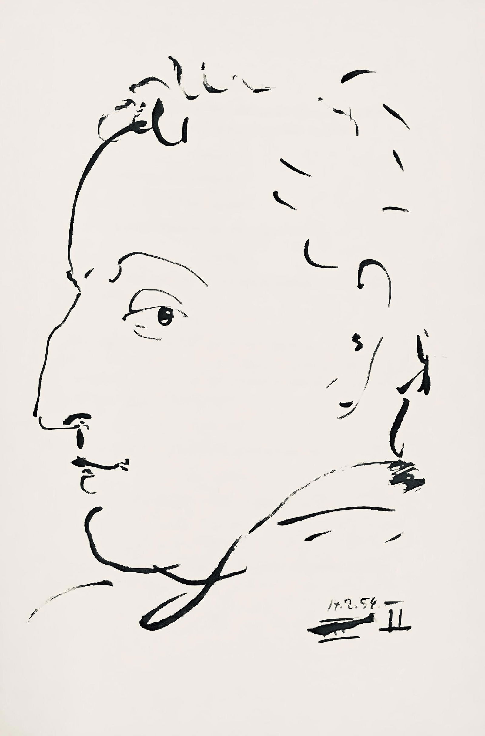 Pablo Picasso, Composition (Horodisch B19), Mystification, Limited Edition Lithograph: Lithograph on velin pur fil Lafuma Navarre paper. Paper size: 10.63 x 7.48 inches. Excellent condition. Inscription: Unsigned and unnumbered, as issued. Notes: From the album, Mystification ou l'Histo