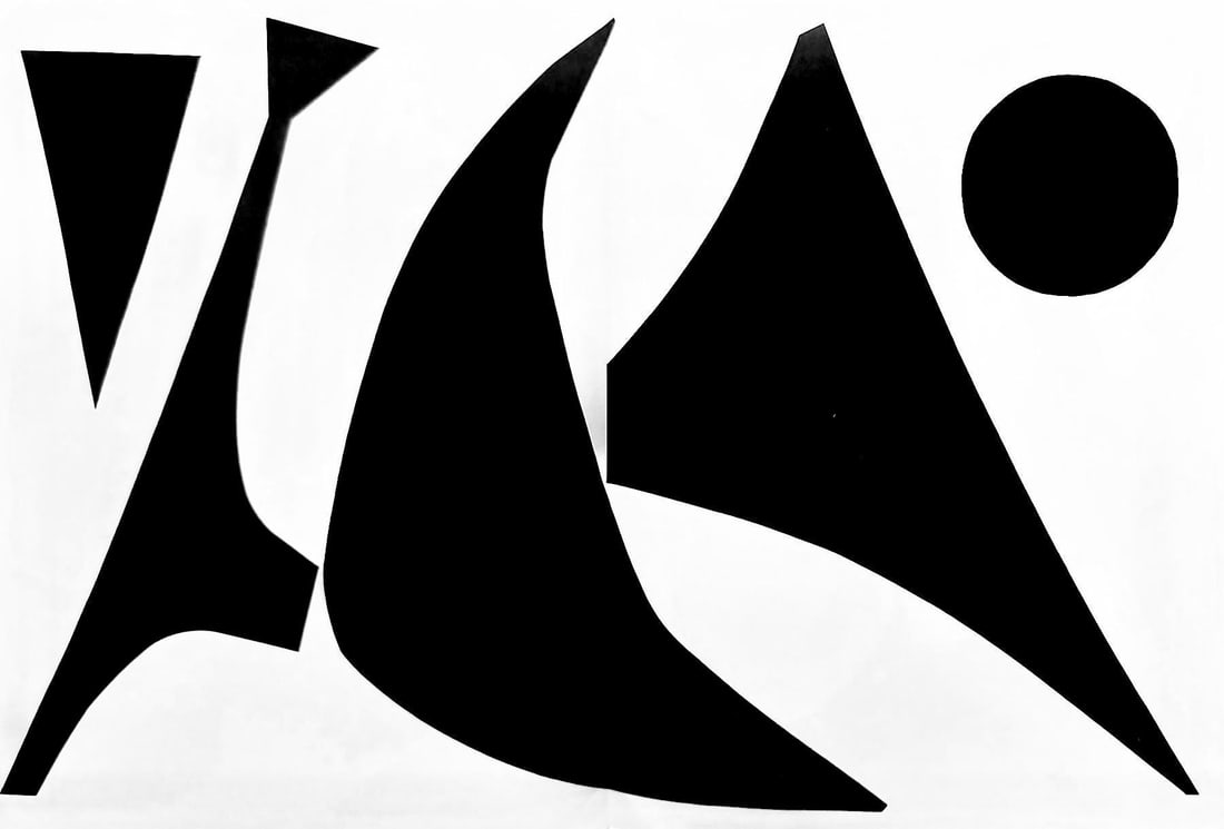 Alexander Calder, Composition, Derriere le miroir, Limited Edition Lithograph: Lithograph on velin paper. Paper Size: 15 x 22 inches. Excellent condition, with centerfold, as issued. Inscription: Unsigned and unnumbered, as issued. Notes: From Derriere le miroir, N deg 113, 1958