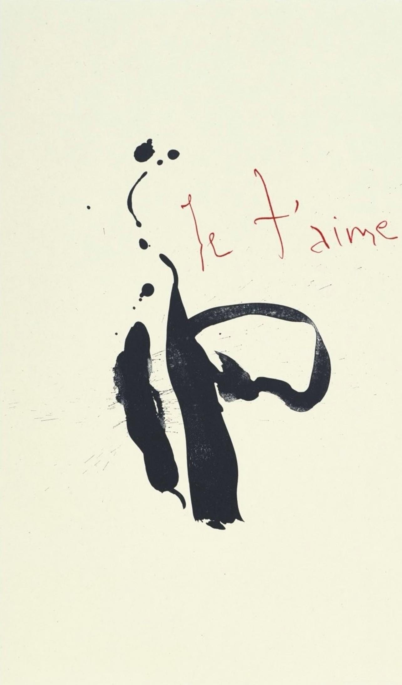 Robert Motherwell, Je t'aime (Belknap 354-380; Engberg/Banach 415-441), Three Poems, Limited Edition: Lithograph on Japon a la main, attached with chine applique to velin d'Arches paper. Paper Size: 21.5 x 17.875 inches. Excellent condition. Inscription: Unsigned and unnumbered, as issued. Notes: From