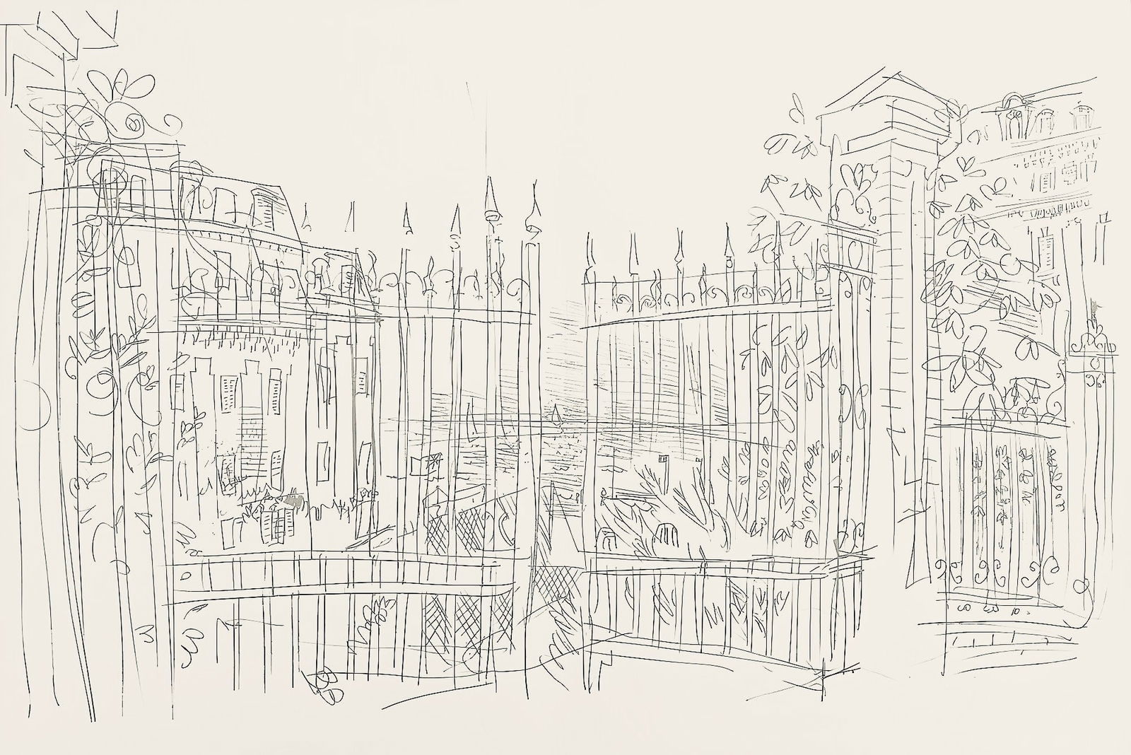 Raoul Dufy, Composition, Les Cotes Normandes, Limited Edition Lithograph: Lithograph on grand velin d'Arches special paper. Unsigned and unnumbered. Paper Size: 14.8 x 22 inches. Excellent condition with centerfold, as issued. Notes: From the folio, Les Cotes Normandes 1961