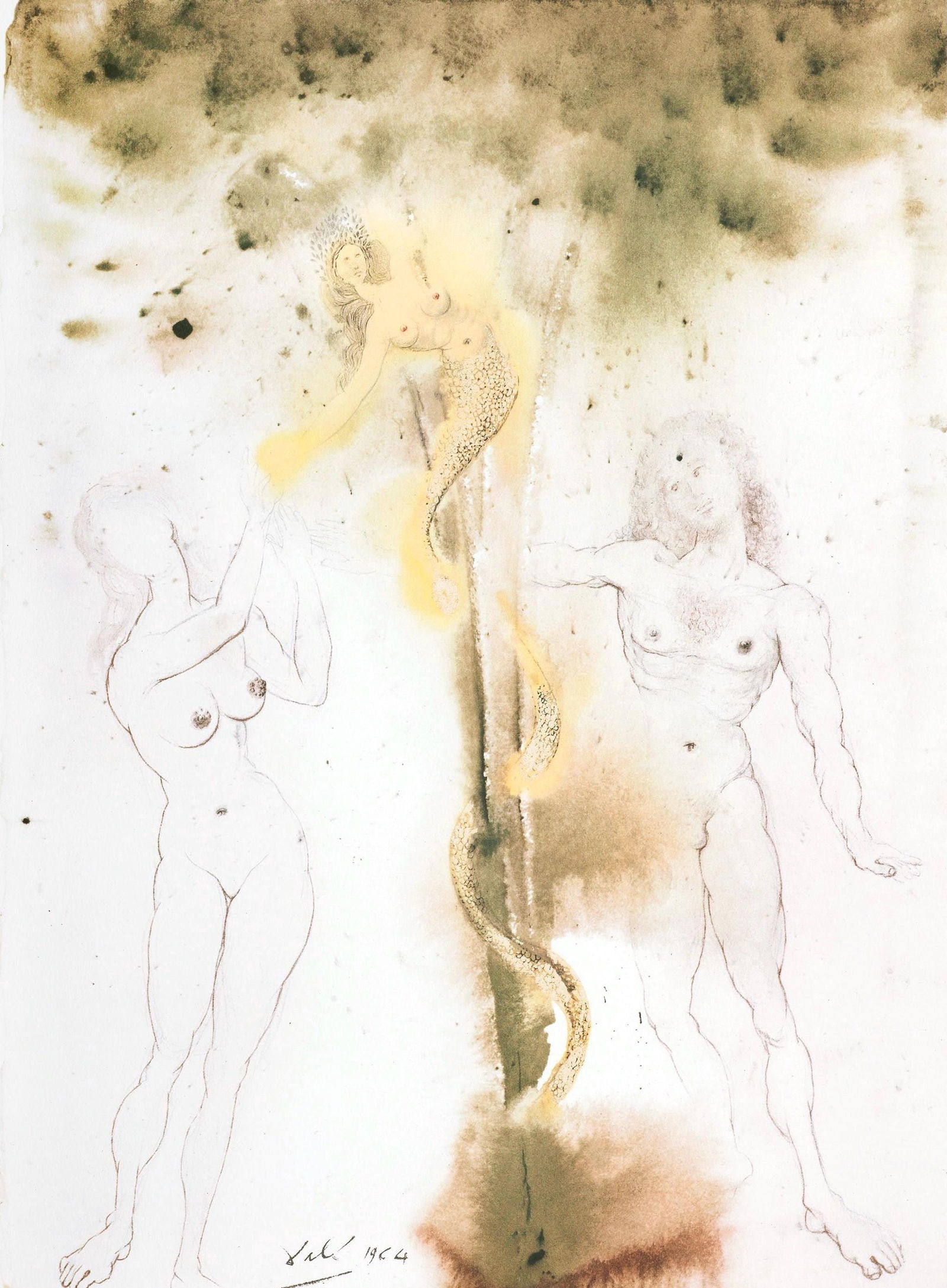 Salvador Dali, Composition (Michler/Lopsinger 1600; Field 69-3), Biblia Sacra, Limited Edition: Lithograph in colors on velin Fabriano charta ex meris pannis "ab alveo" manu fabricata, perlucidis figuris intexta paper. Paper size: 19 x 13.75 inches. Inscription: Signed in the plate and unnumbere