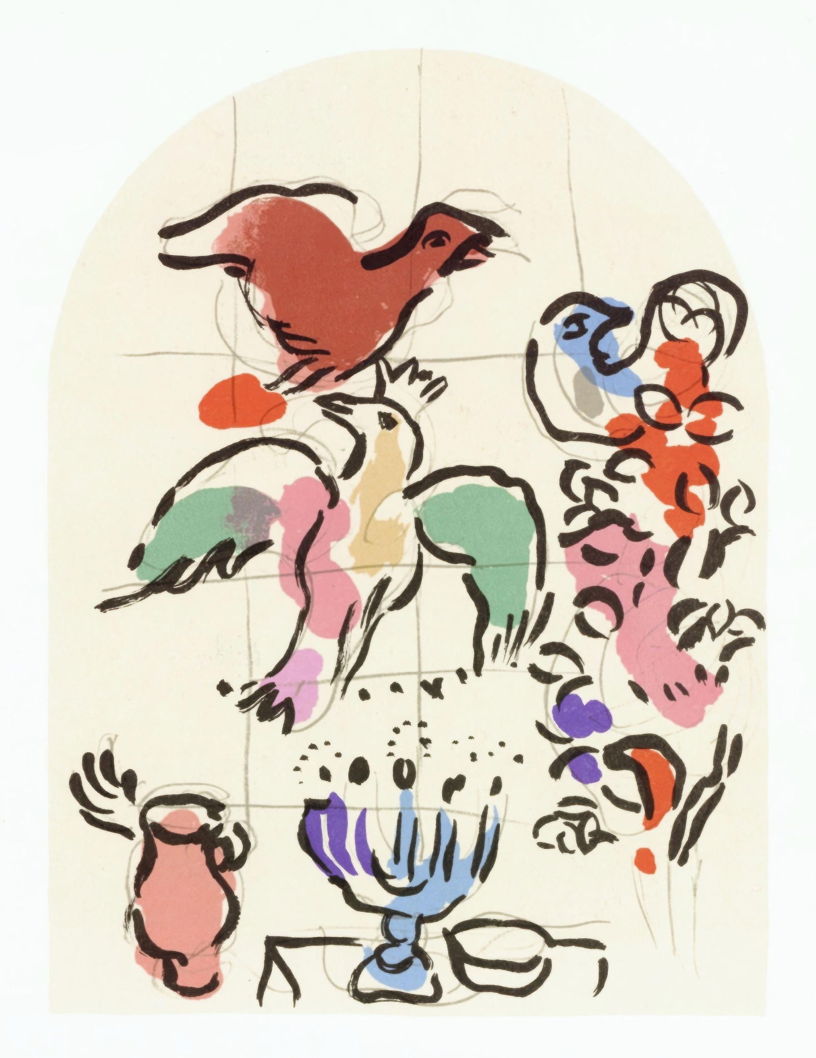 Marc Chagall, Tribe of Asher, from The Jerusalem Windows, Limited Edition Lithograph, 1962 (1 of 4)