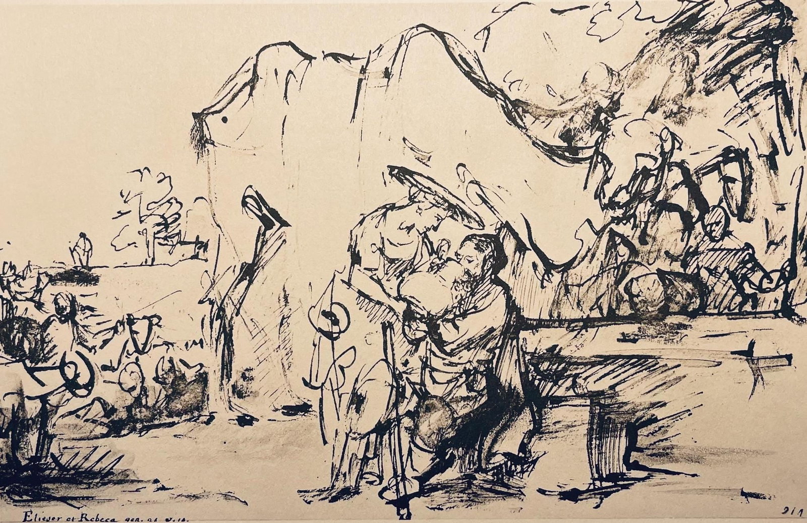 Rembrandt van Rijn, Eliezer and Rebekah at the Well, Rembrandt, Drawings from the Bible, Limited (1 of 4)