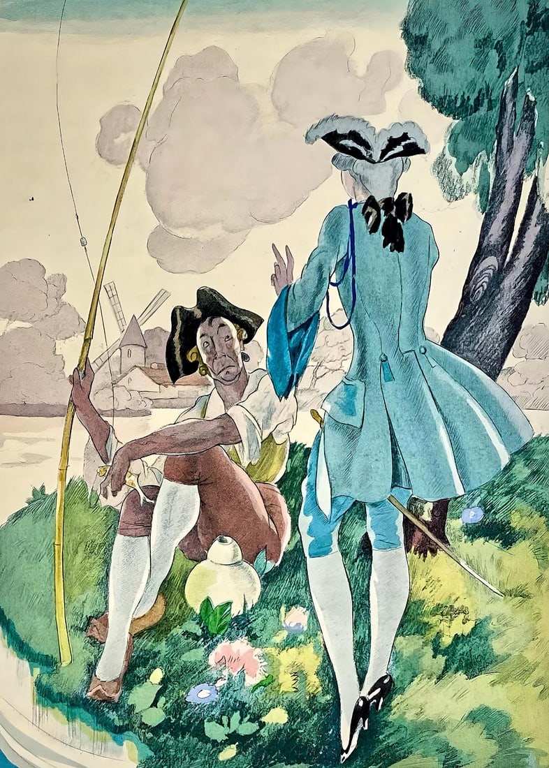 Umberto Brunelleschi, Composition, La Lecon d'amour dans un parc, Limited Edition Lithograph (1 of 4)