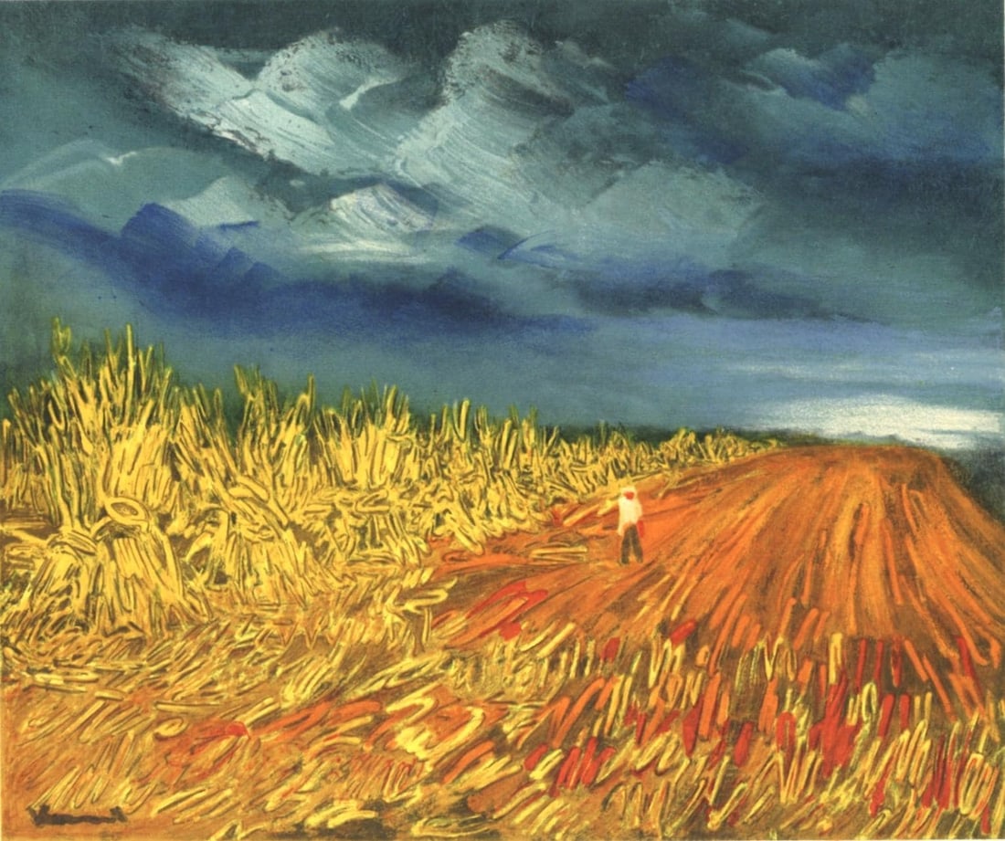 Maurice de Vlaminck, La moisson, Vlaminck, Signed, Limited Edition Lithograph: Lithograph in fifteen colors on velin paper. Inscription: Signed in the plate and unnumbered, as issued. Paper Size: 9.5 x 12.25 inches; image size: 7.9 x 9.4 inches. Condition: Very good/excellent, c