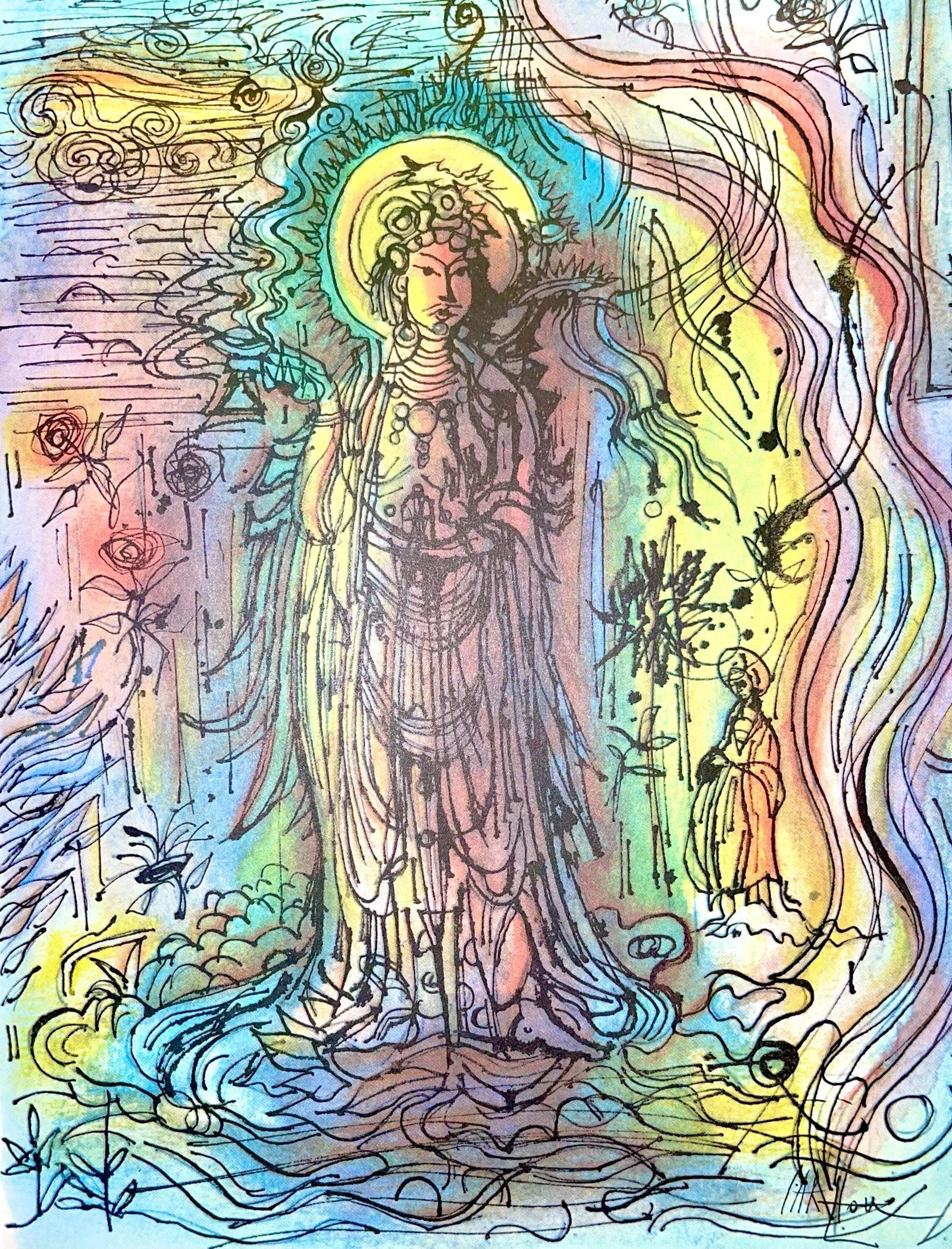 Jean Carzou, Composition, Ce Panorama du Bouddhisme, Limited Edition Lithograph (1 of 4)