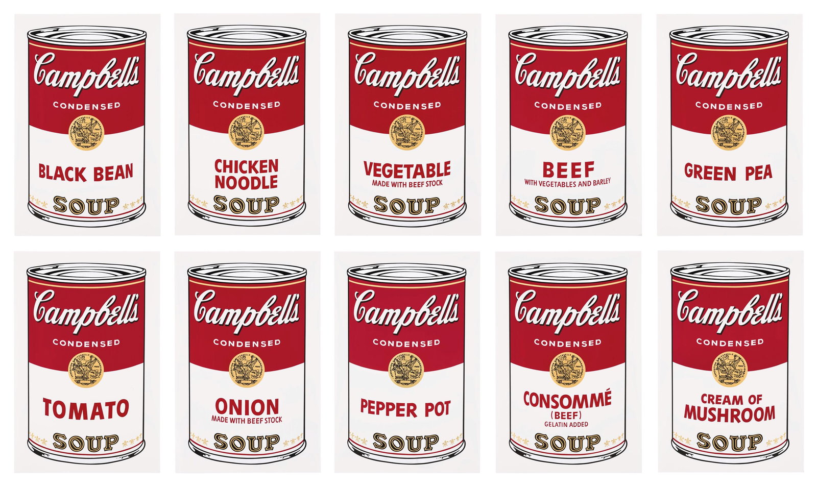 Andy Warhol, Campbell's Soup, Suite of Ten, Official Edition, Sunday B. Morning, Silkscreens (1 of 4)