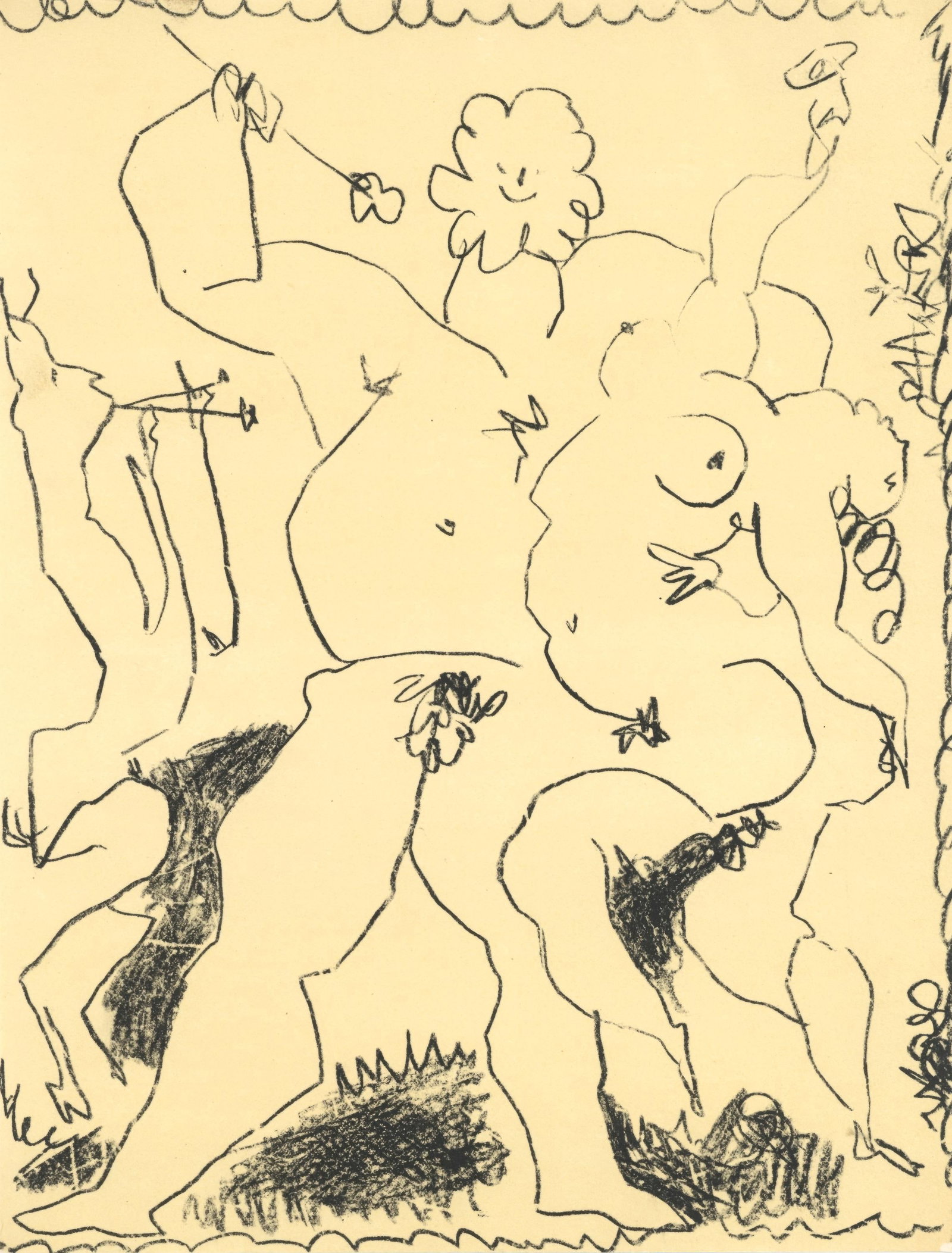 Pablo Picasso, Bacchanale, from Picasso Lithographe III, 1949-1956, Limited Edition Lithograph, 1956: This exquisite lithograph by Pablo Picasso (1881-1973), titled Bacchanale, from the album Picasso Lithographe III, 1949-1956 (Picasso Lithographer III, 1949-1956), originates from the 1956 edition pub